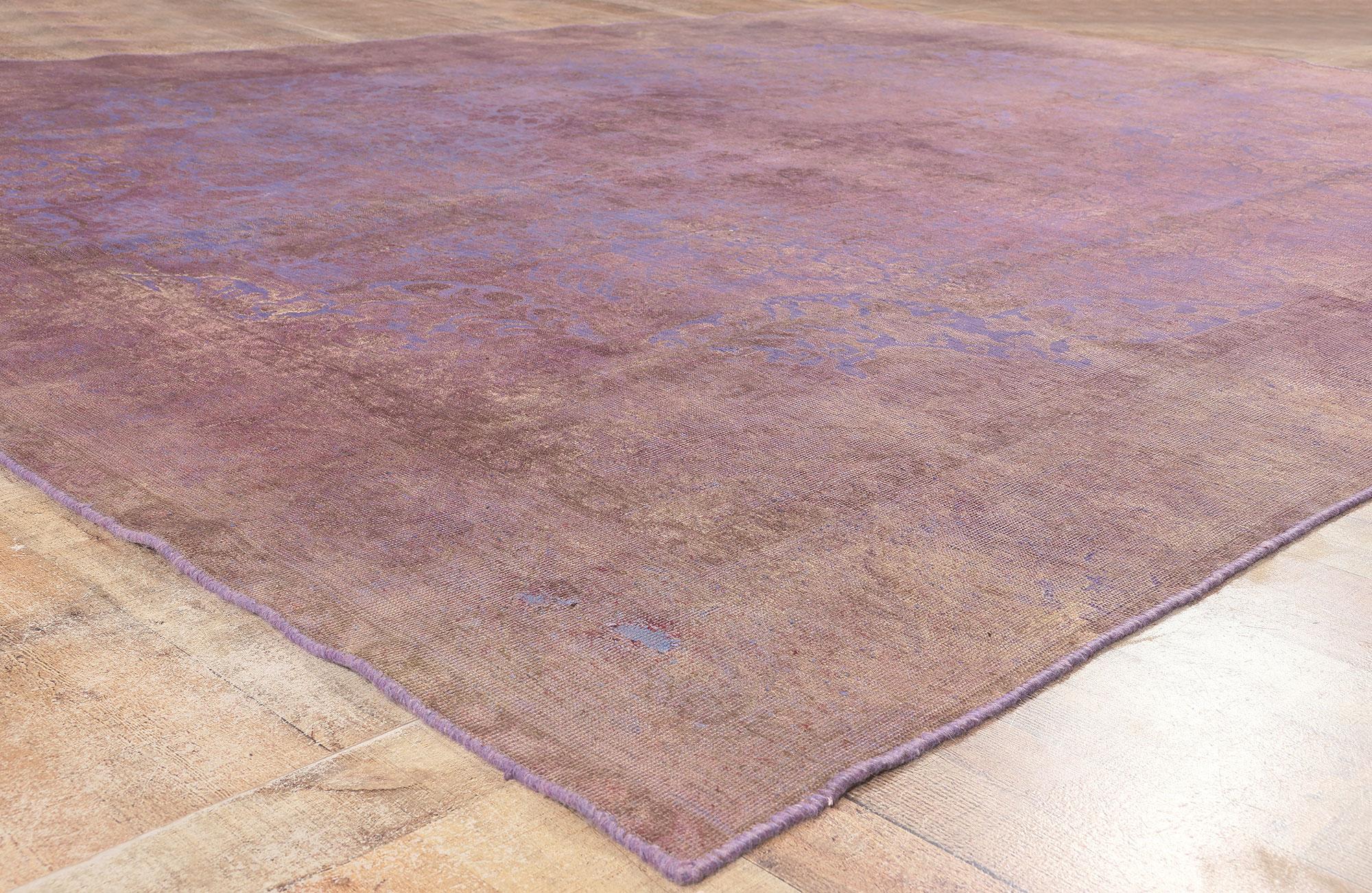 Vintage Turkish Overdyed Rug, Industrial Chic Meets Modern Elegance For Sale 1