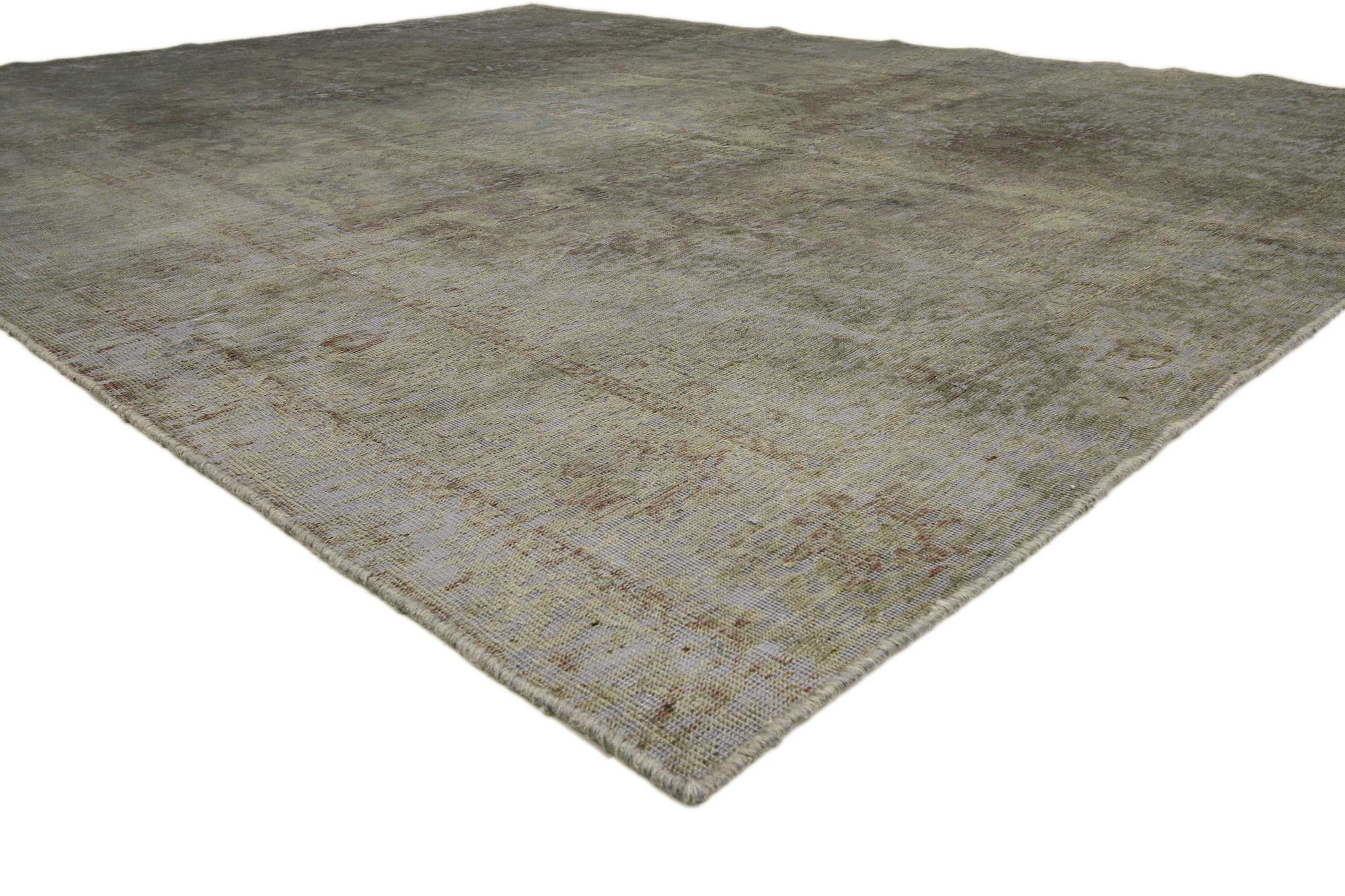 60604 Vintage Turkish Overdyed Rug, 08'04 x 10'10. 
In the enchanting union of Modern Industrial and luxe utilitarian style, tinged with a hint of modern gothic allure, behold the beguiling presence of this hand-knotted wool vintage Turkish overdyed