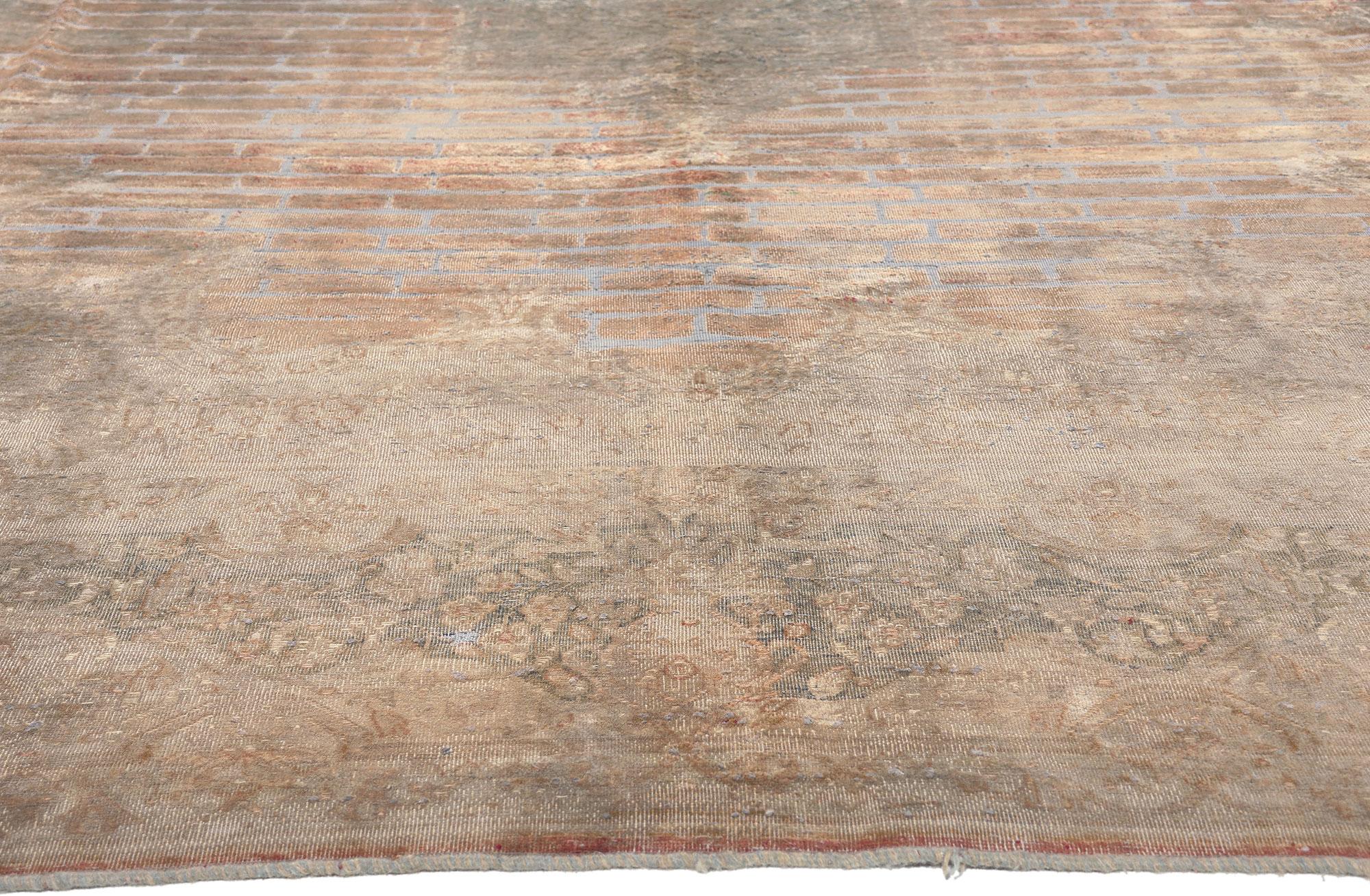 Hand-Knotted Vintage Turkish Overdyed Rug, Modern Industrial Meets Earth-Tone Elegance For Sale