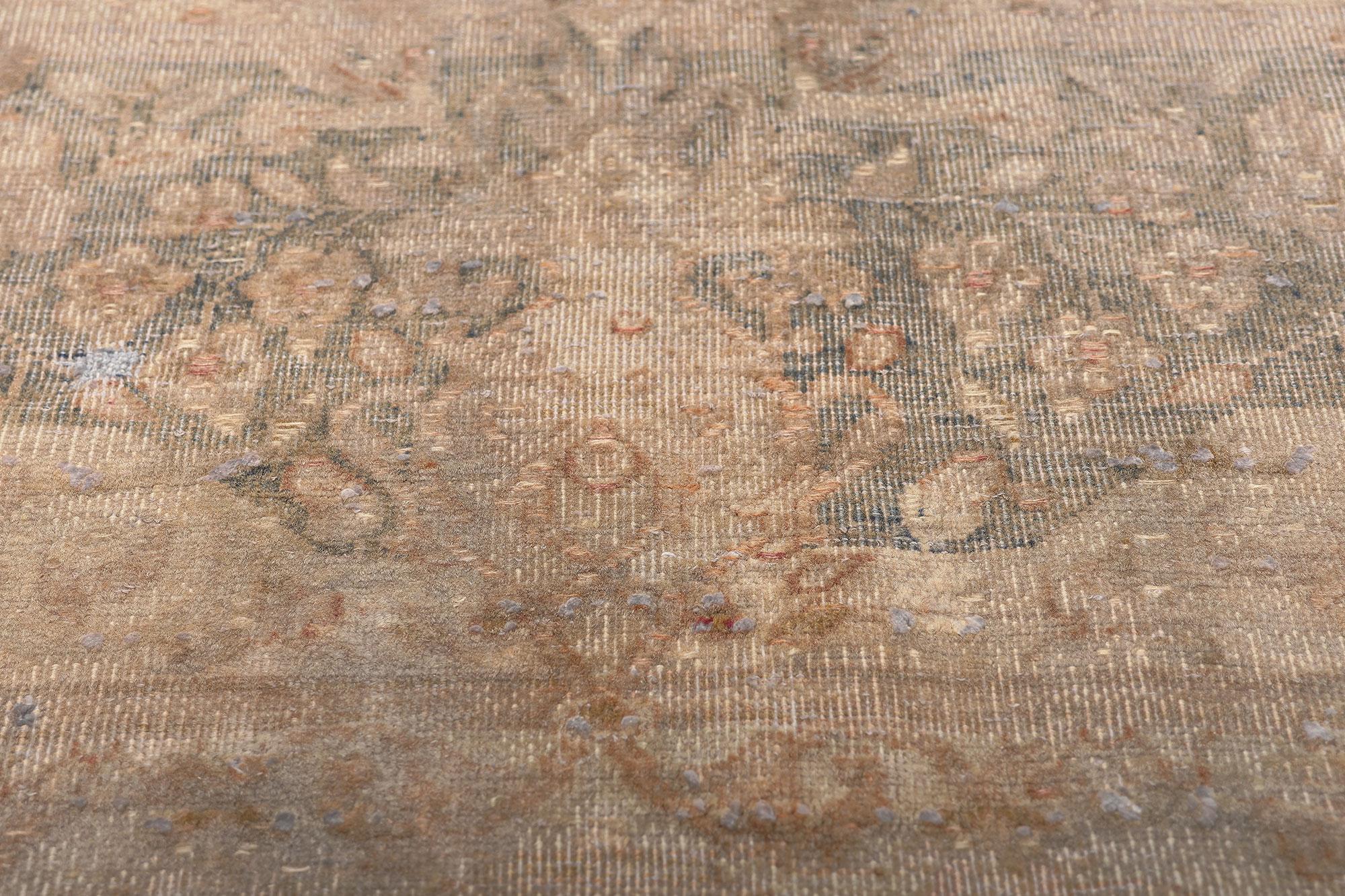 Vintage Turkish Overdyed Rug, Modern Industrial Meets Earth-Tone Elegance In Distressed Condition For Sale In Dallas, TX