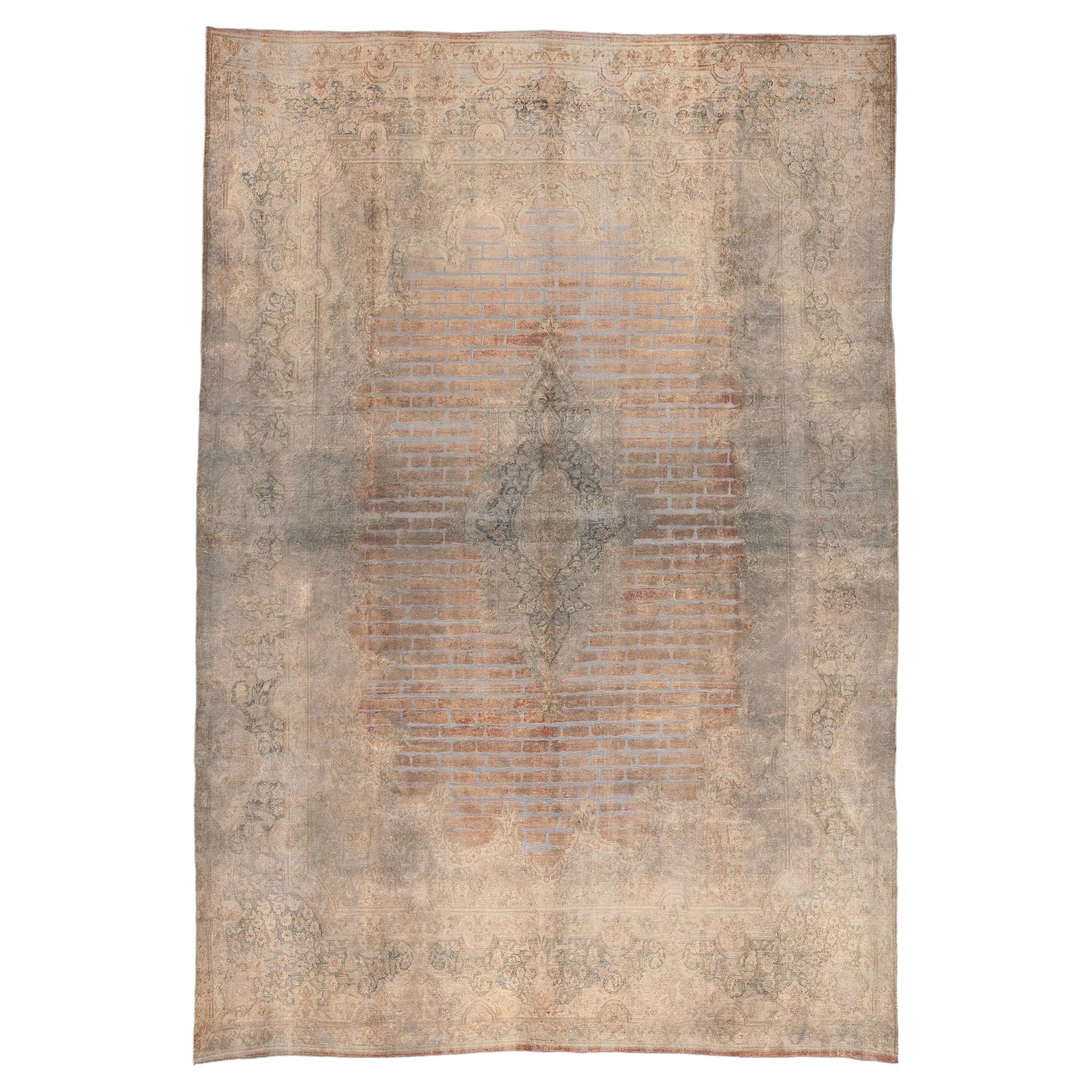 Vintage Turkish Overdyed Rug, Modern Industrial Meets Earth-Tone Elegance