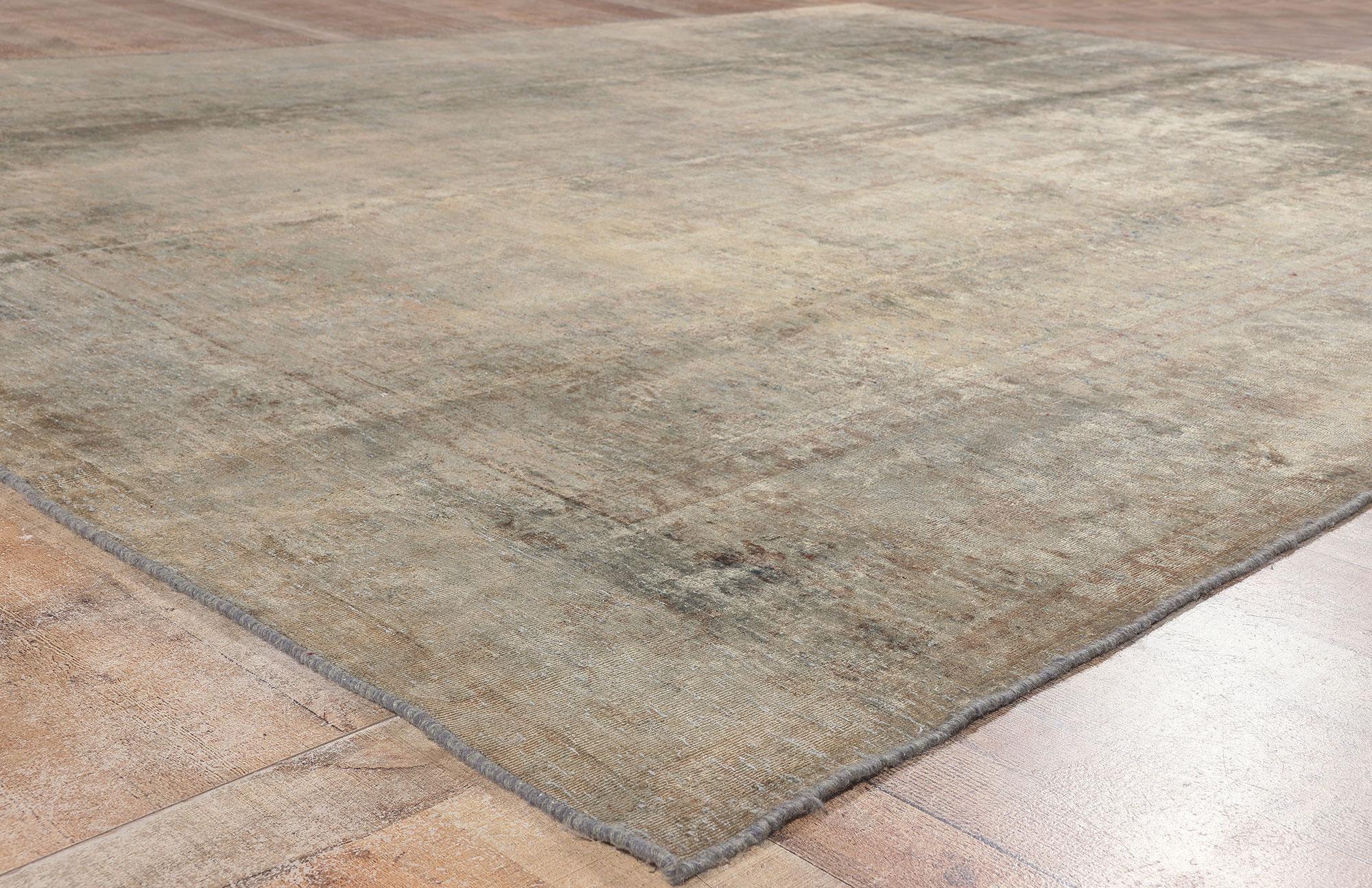 Vintage Turkish Overdyed Rug, Modern Industrial Meets Luxe Utilitarian Style In Distressed Condition For Sale In Dallas, TX
