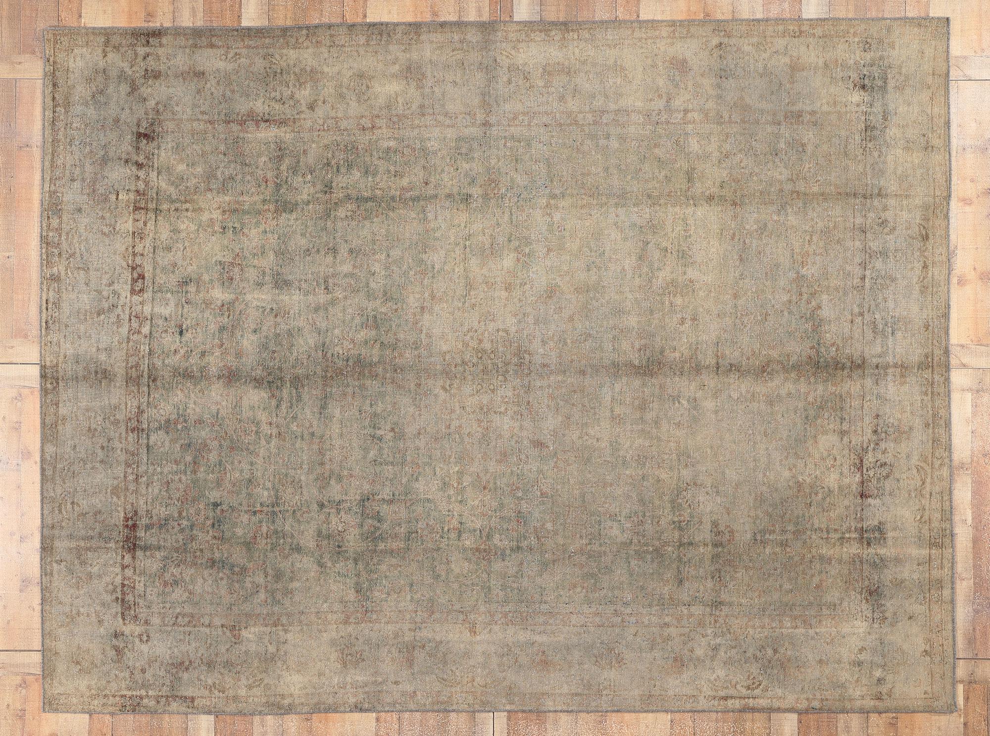 Wool Vintage Turkish Overdyed Rug, Modern Industrial Meets Luxe Utilitarian Style For Sale