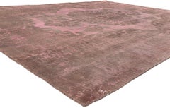 Vintage Turkish Overdyed Rug, Romantic Boho Meets Modern Industrial