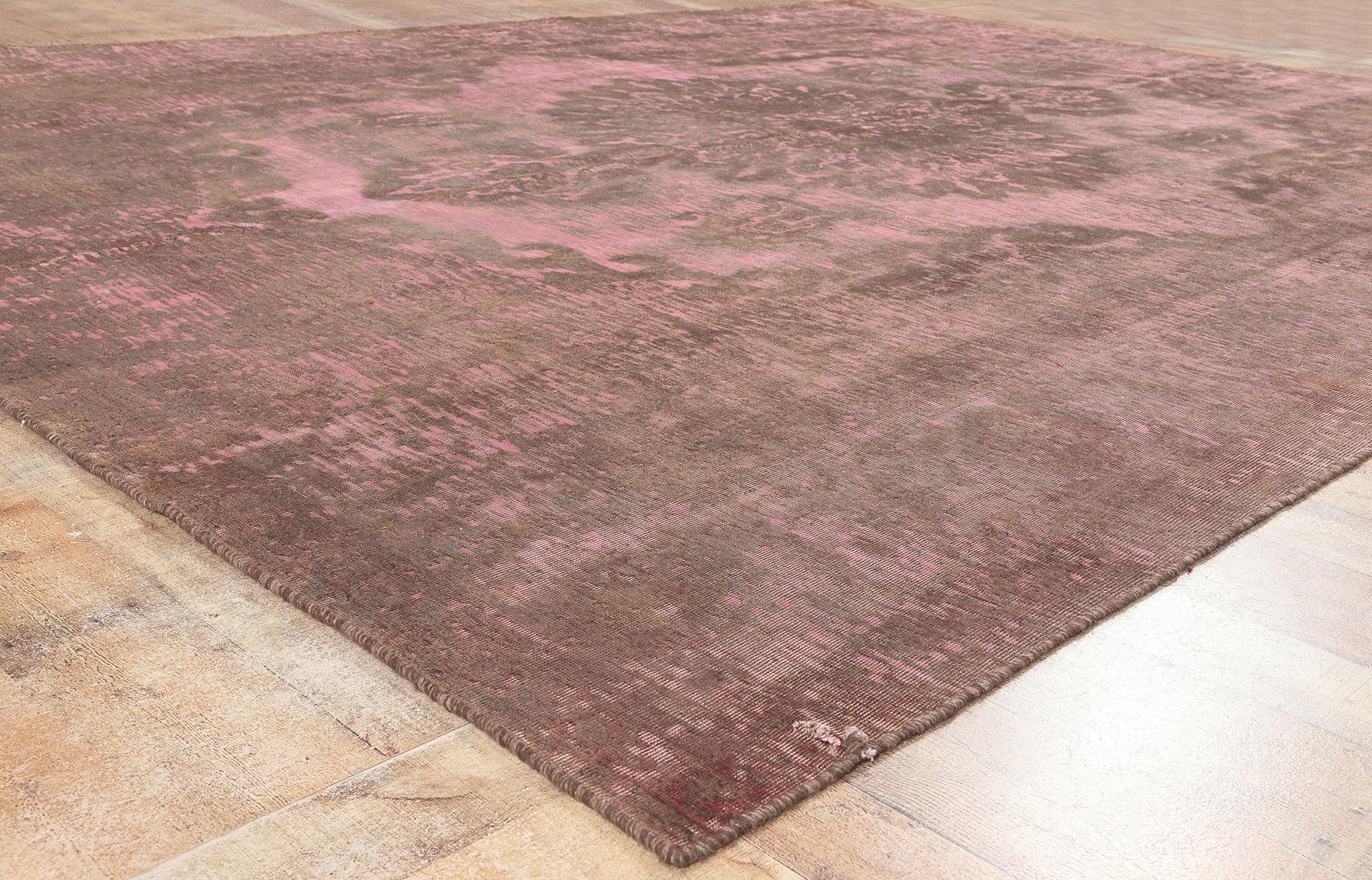 Vintage Turkish Overdyed Rug, Romantic Boho Meets Modern Industrial For Sale 1