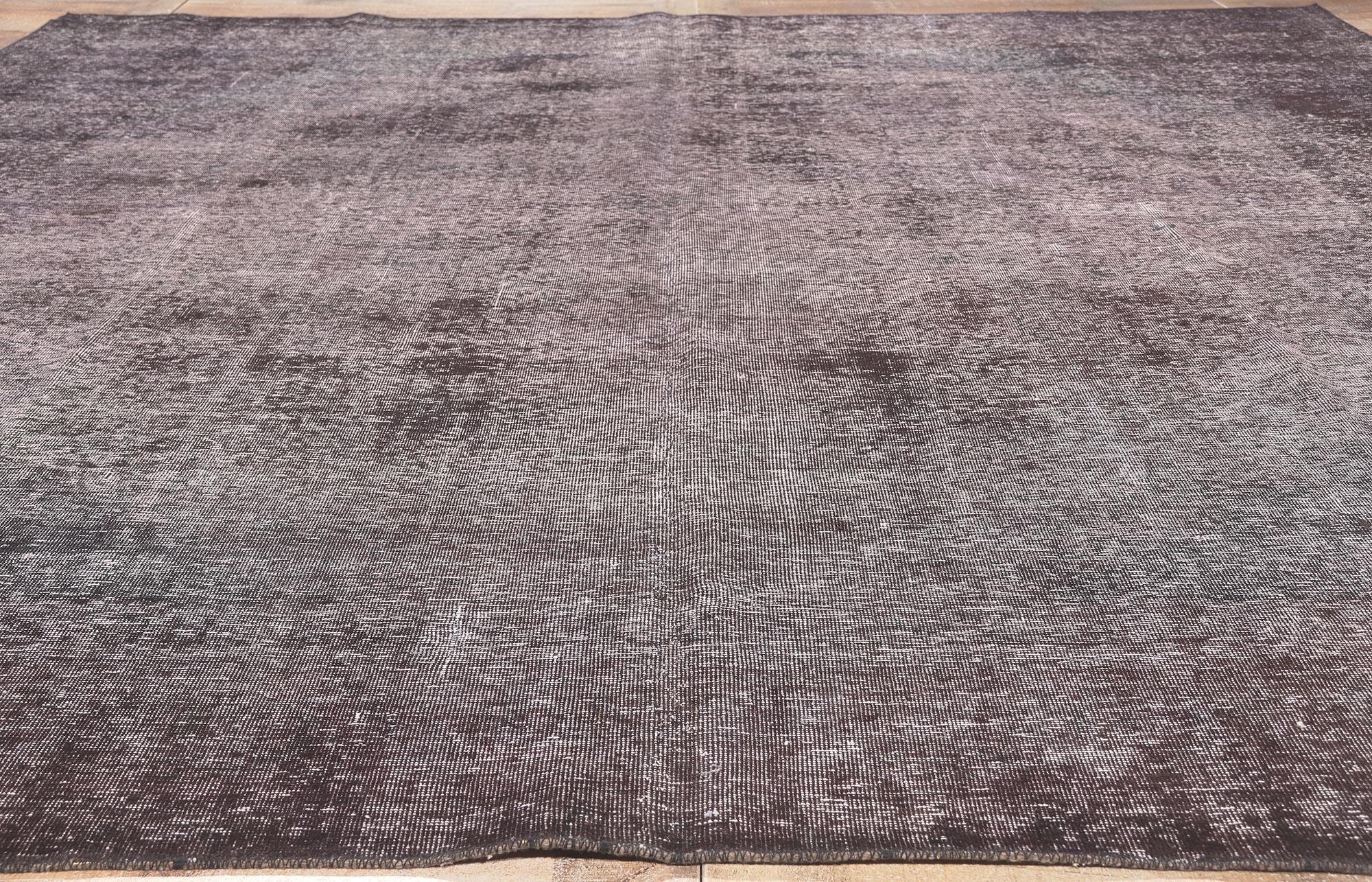 Wool Vintage Turkish Overdyed Rug, Urban Industrial Chic Meets Luxe Utilitarian For Sale