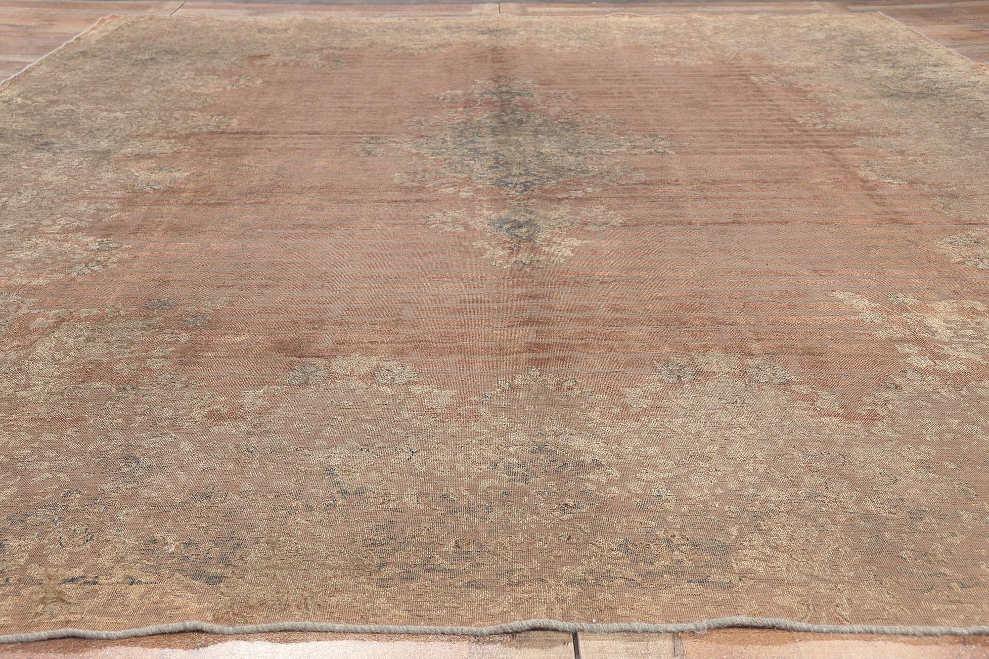 Vintage Turkish Overdyed Rug, Warm Industrial Style Meets Earth-Tone Elegance For Sale 2