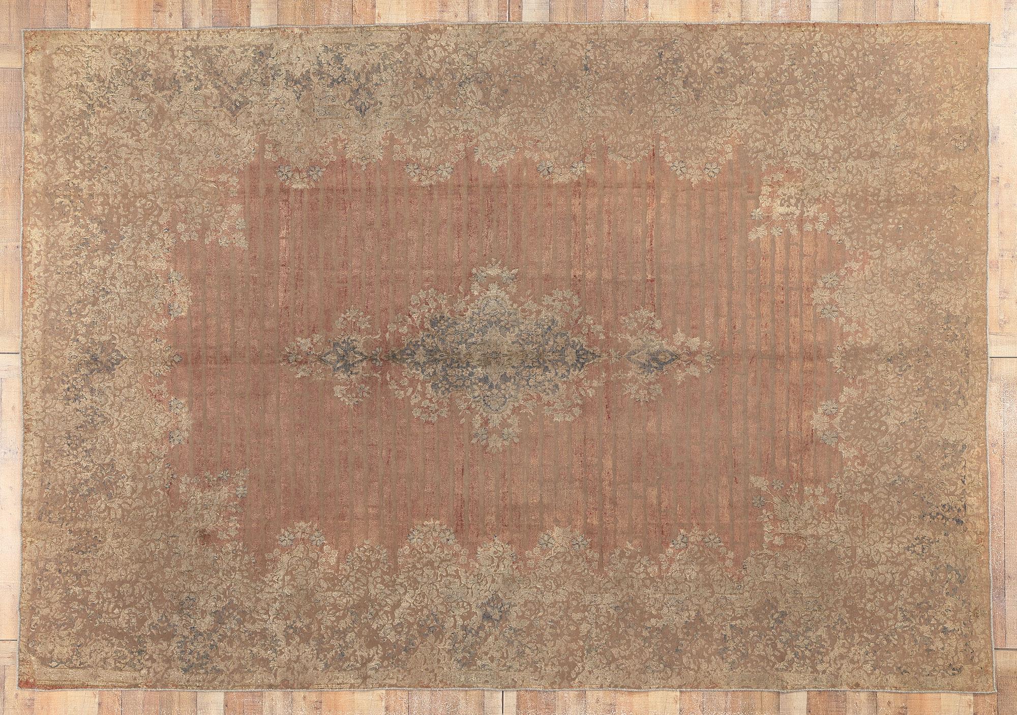 Vintage Turkish Overdyed Rug, Warm Industrial Style Meets Earth-Tone Elegance For Sale 3