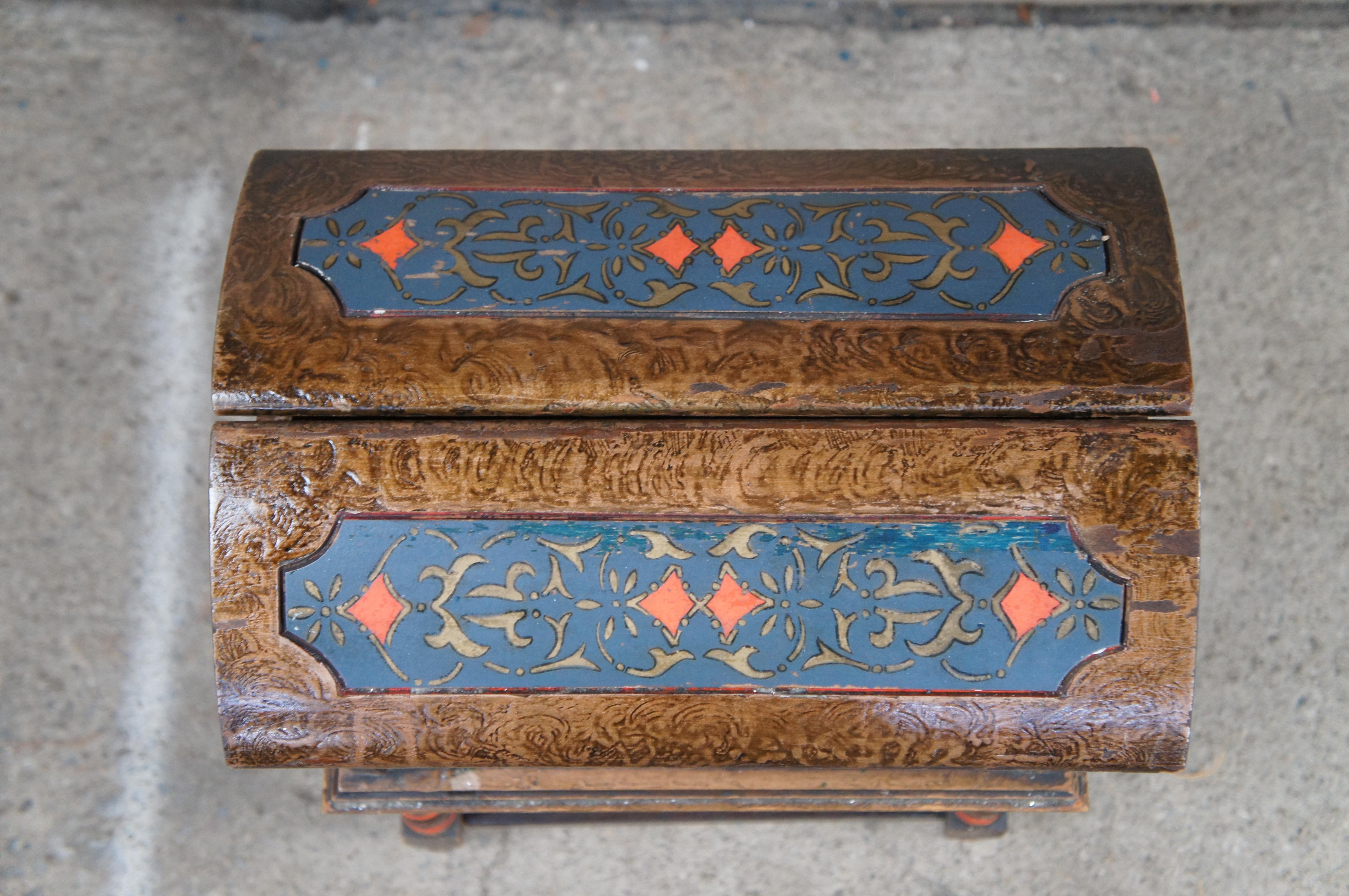 20th Century Vintage Turkish Painted Grain Domed Parlor Smoke Stand Humidor Tobacco Box