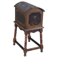 Vintage Turkish Painted Grain Domed Parlor Smoke Stand Humidor Tobacco Box