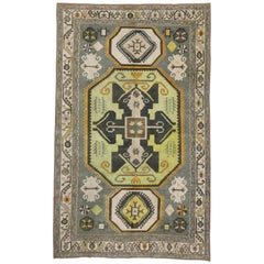 Vintage Turkish Painted Oushak Area Rug with Contemporary Tribal Style