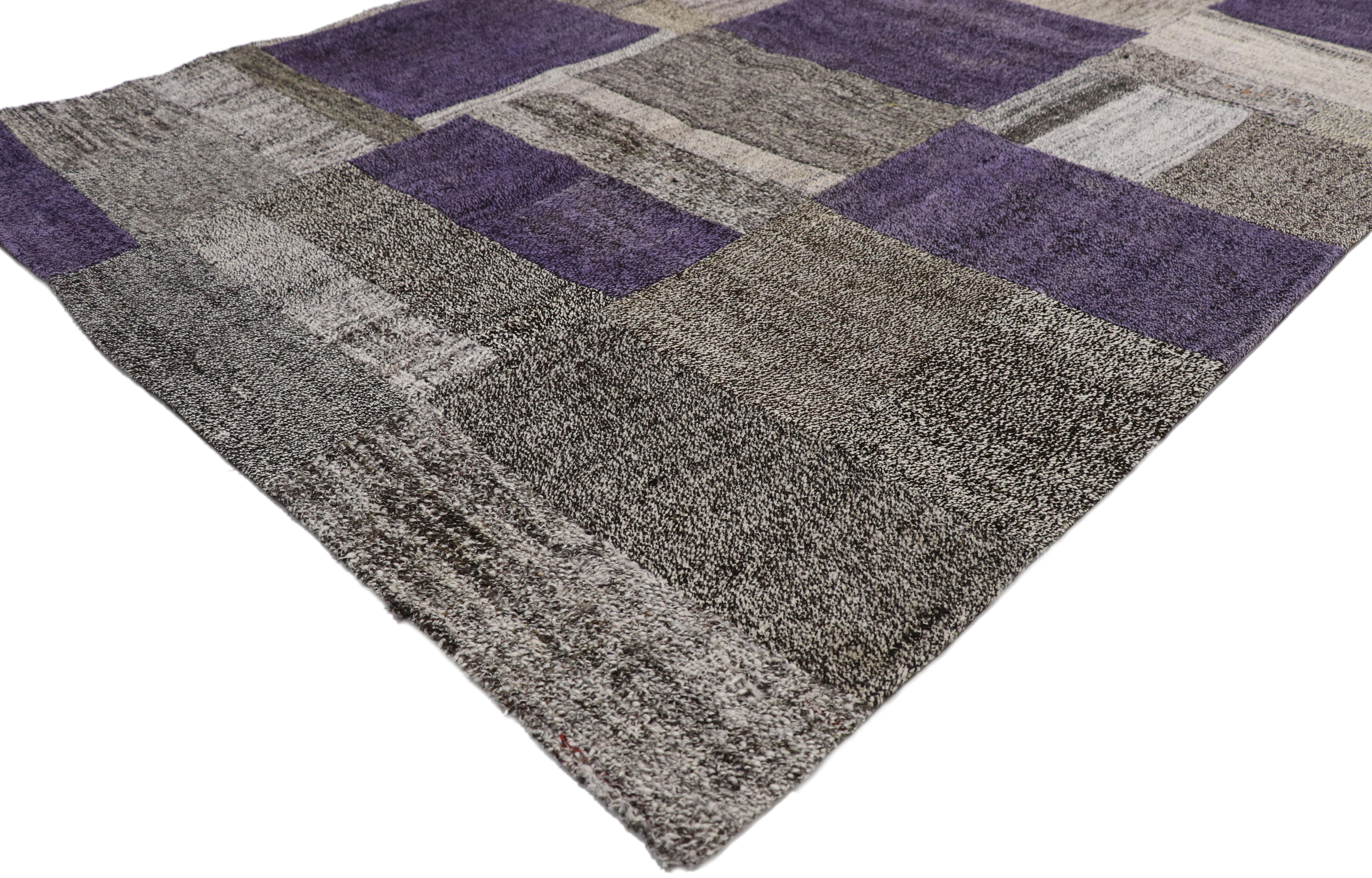 Modern Vintage Turkish Pala Patchwork Kilim Rug, Flat-Weave Rug For Sale