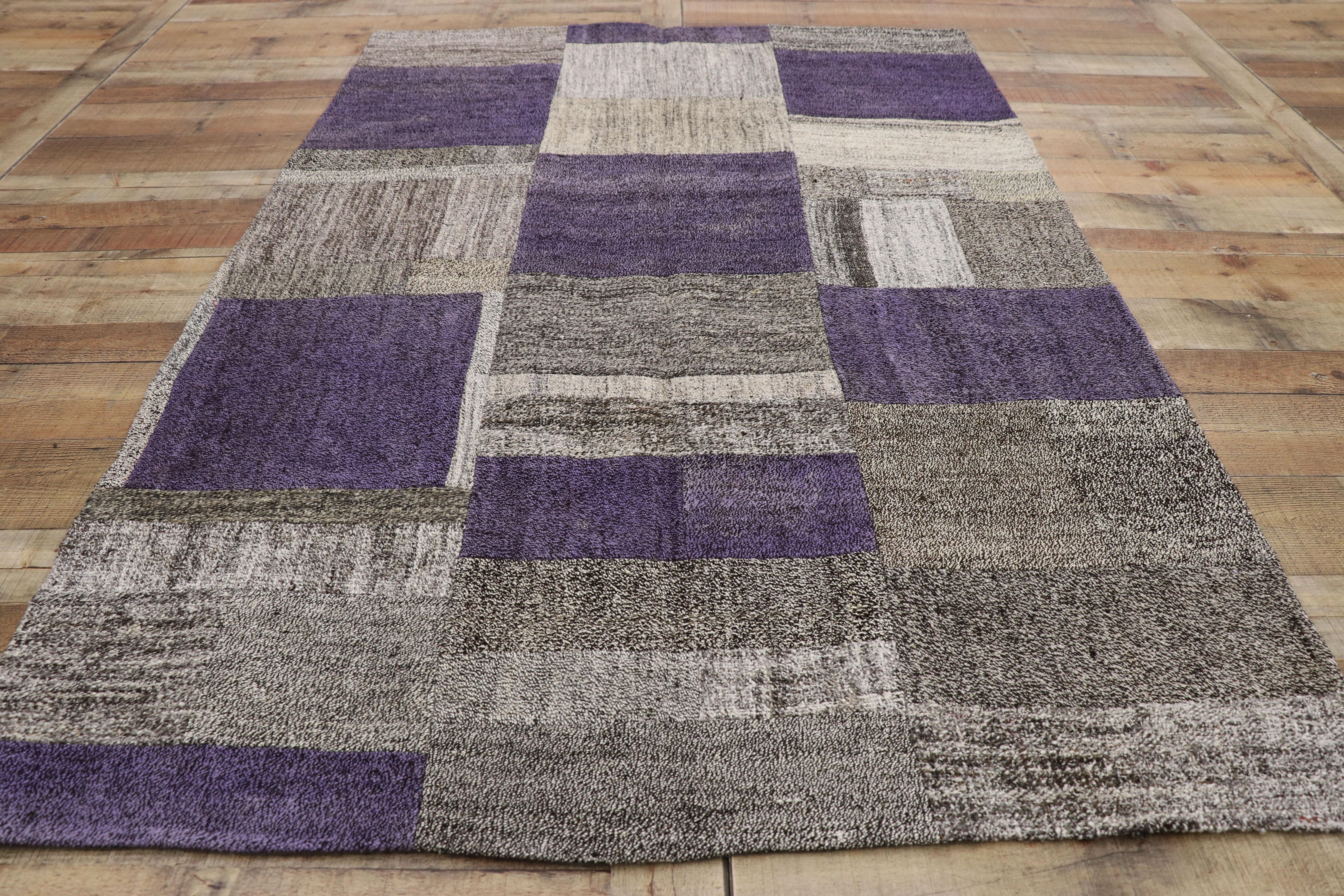 Coton Tapis Kilim turc pala patchwork vintage, tapis à tissage plat en vente