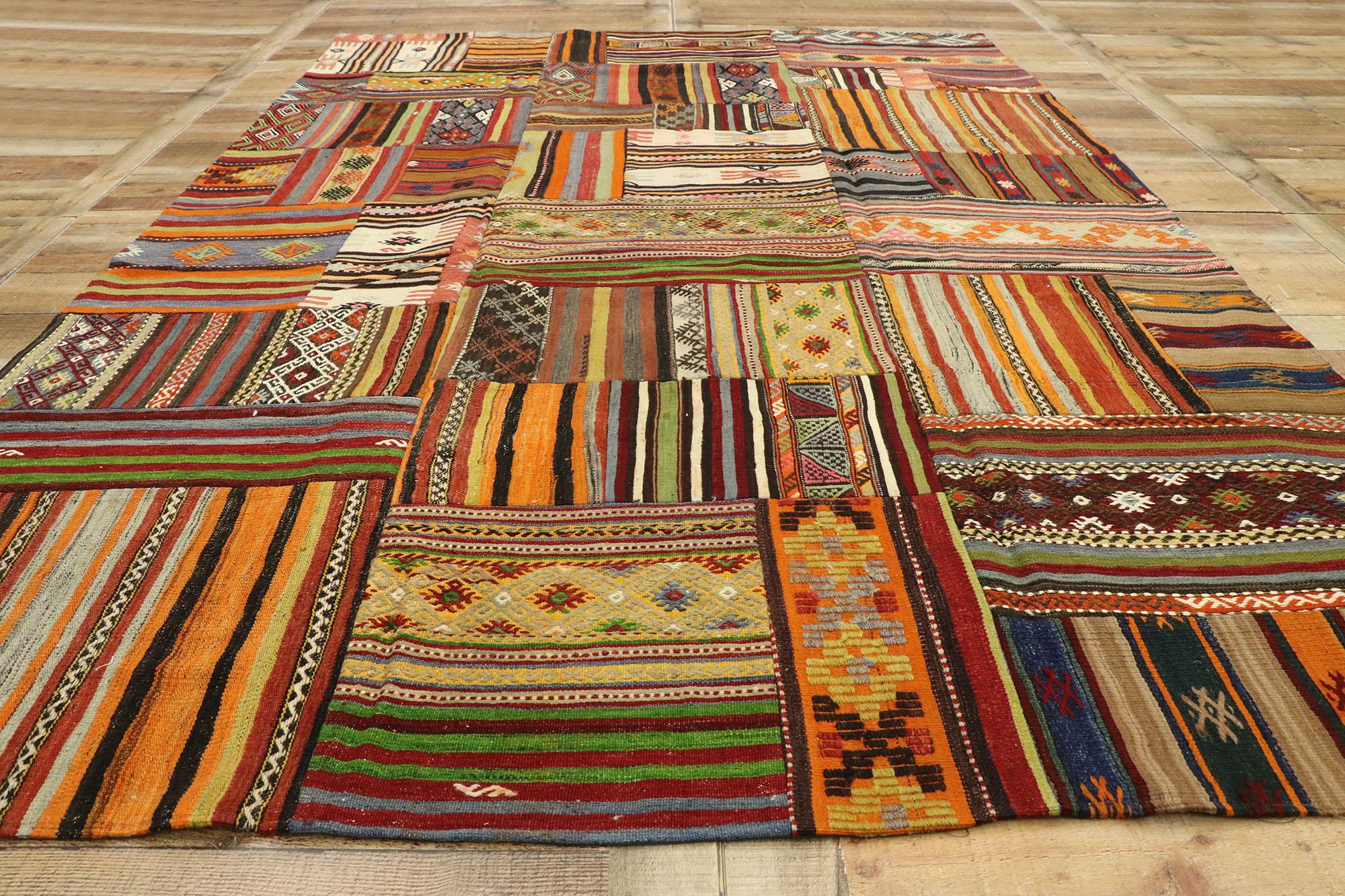 XX secolo Tappeto patchwork turco vintage Rug & Kilim con stile preppy Madras in vendita