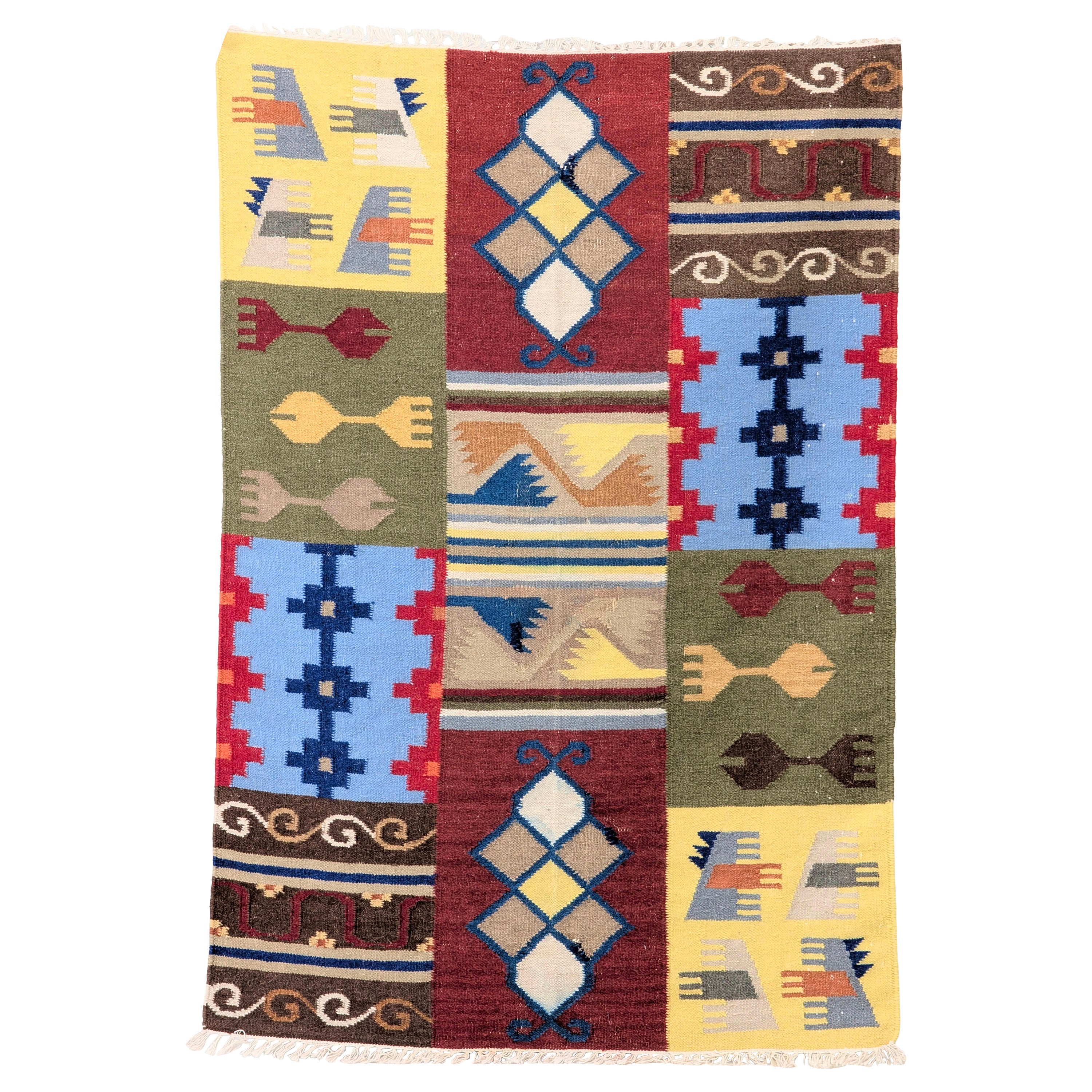 Vintage Turkish Patchwork Kilim Rug, an Anatolian Sampler of Feminine Symbols For Sale