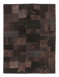 Vintage Turkish Patchwork Kilim Rug in Brown with Textural Design - Rug & Kilim
