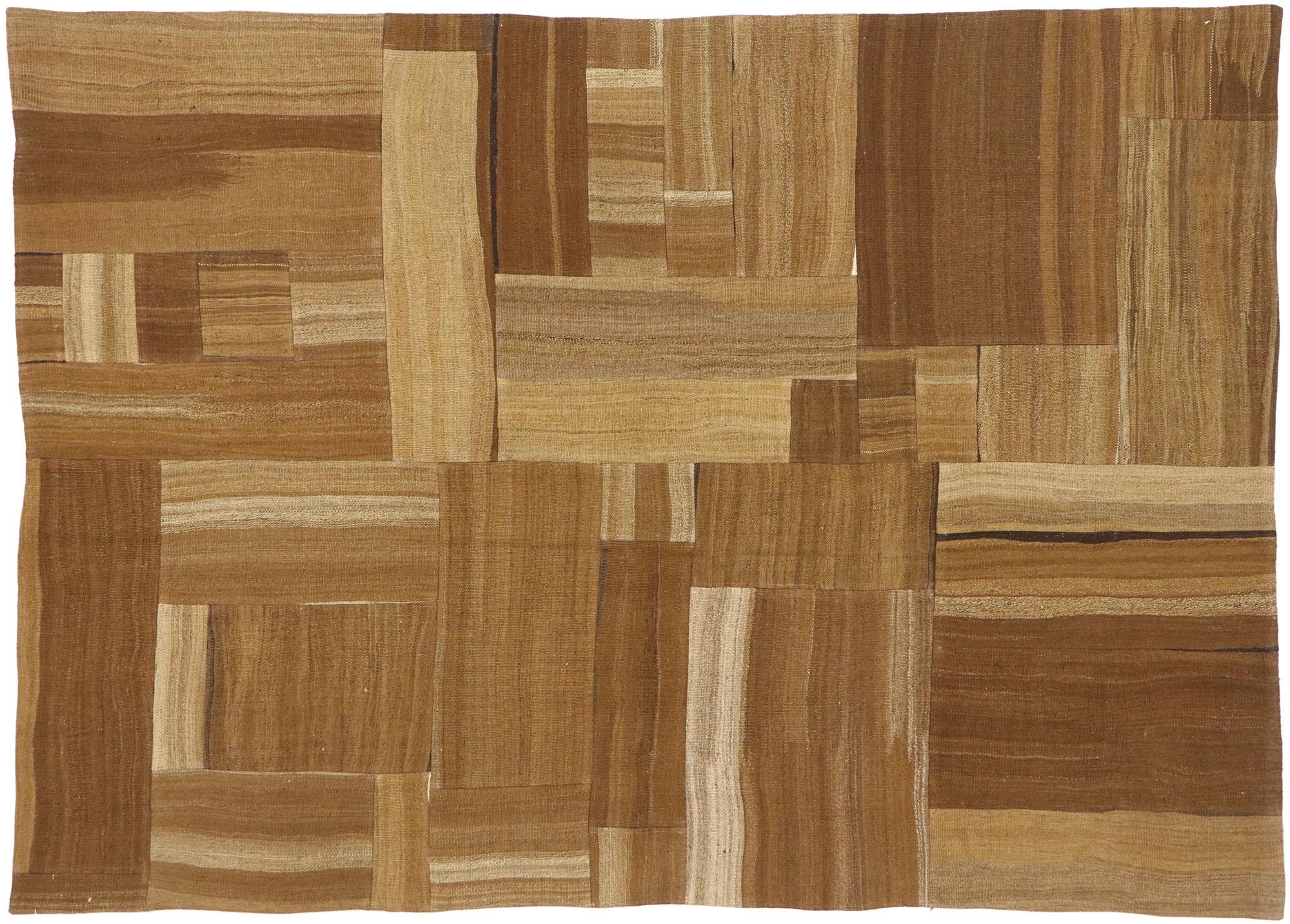 Türkischer Patchwork-Kelim-Teppich im Mid-Century Modern-Stil mit Mid-Century Modern-Stil, Vintage im Angebot 2