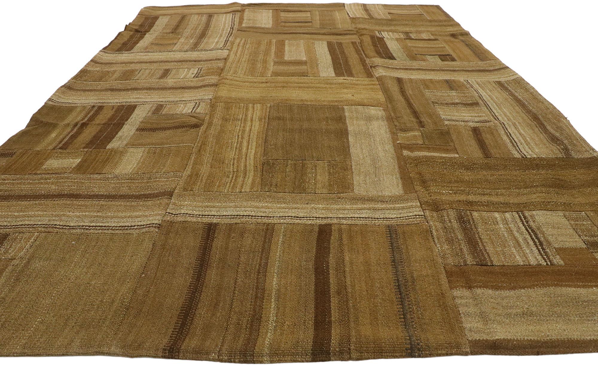Hand-Woven Vintage Turkish Patchwork Kilim Rug with Midcentury Style For Sale