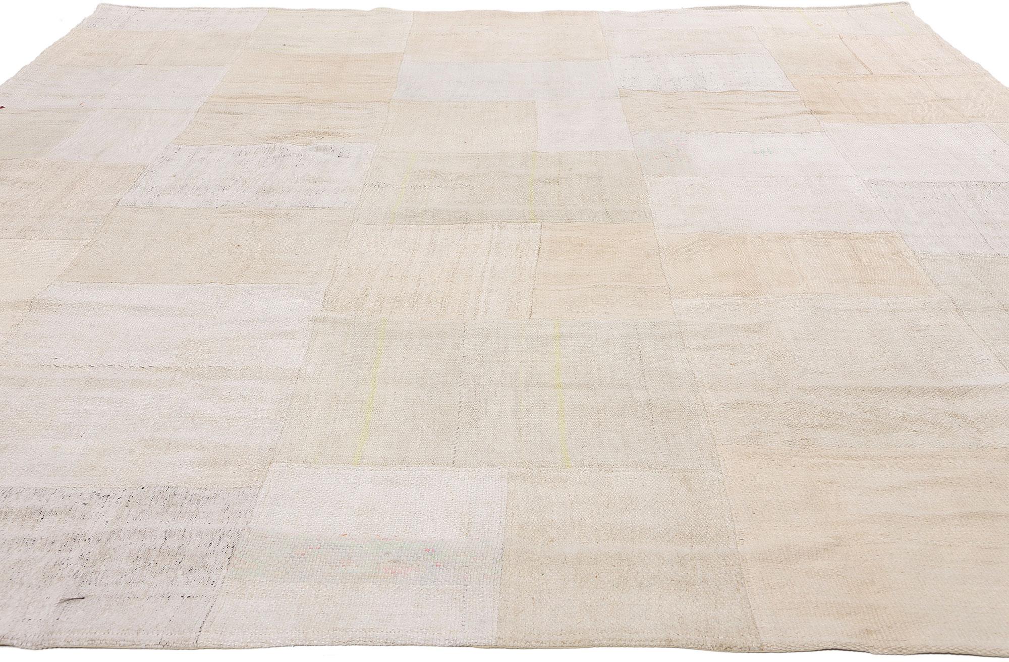 Organic Modern Vintage Turkish Patchwork Kilim Rug with Modern Style For Sale