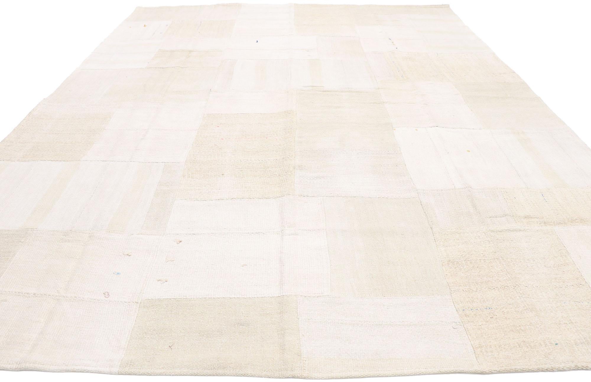 Hand-Knotted Vintage Turkish Patchwork Kilim Rug with Scandinavian Modern Style For Sale
