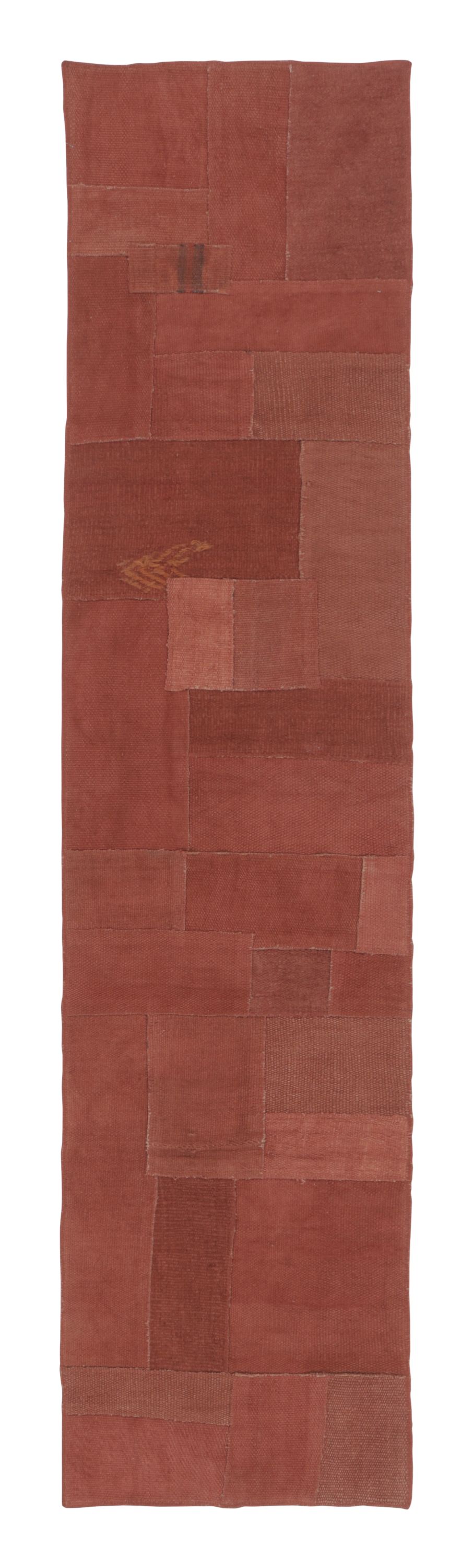 Vintage Turkish Patchwork Kilim Runner in Warm Red Tones - Rug & Kilim