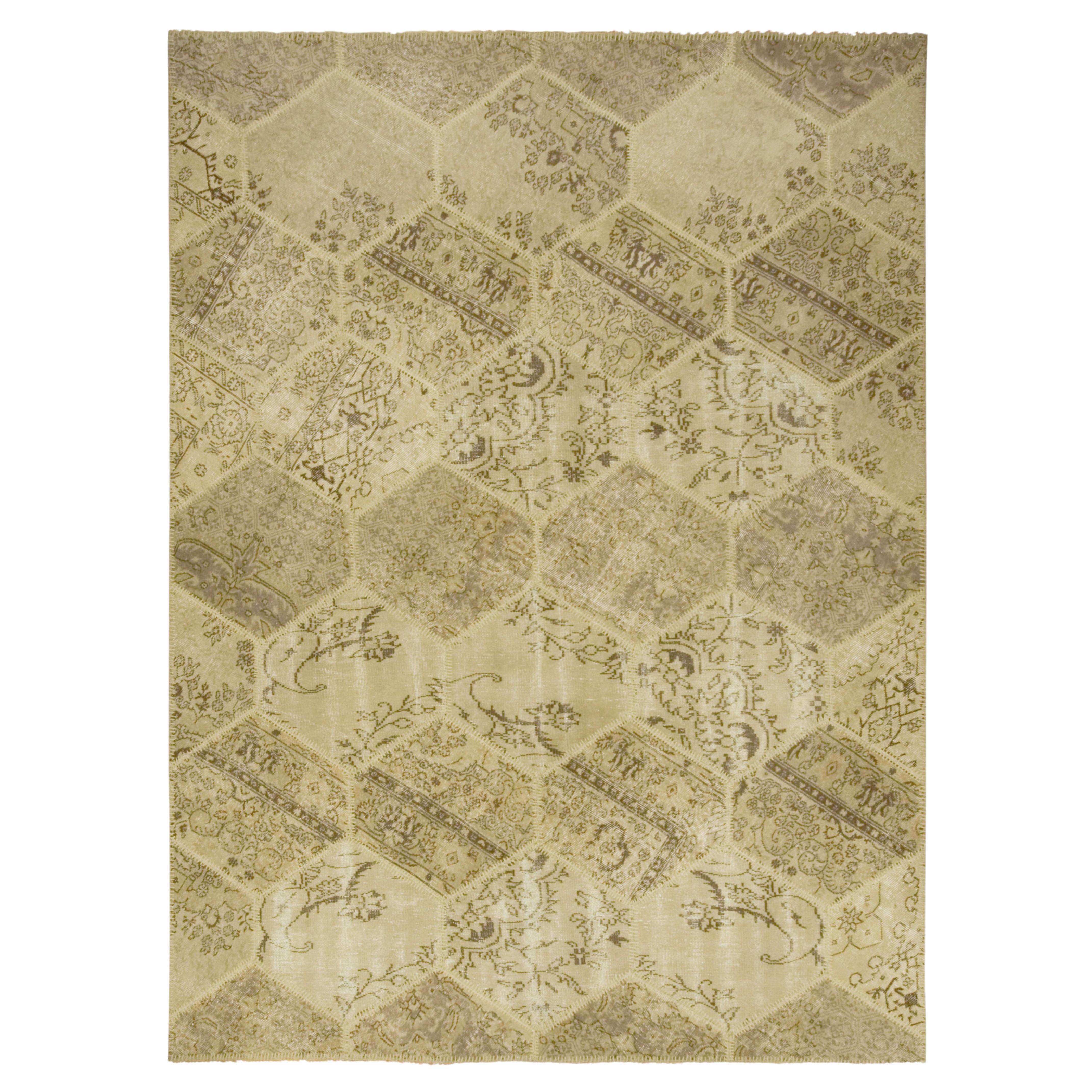 Tappeto patchwork turco vintage, lana tessuta a mano, 7'8" x 10'6"