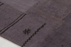 Vintage Turkish Patchwork Rug in Black and Purple Subtle Geometry - Rug & Kilim