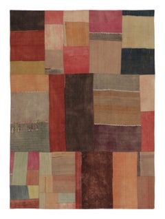 Vintage Turkish Patchwork Rug in Bold Colorful Geometric Design - Rug & Kilim