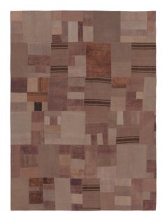 Vintage Turkish Patchwork Rug in Soft Brown and Beige Tones - Rug & Kilim