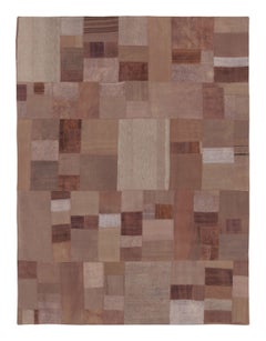 Vintage Turkish Patchwork Rug in Soft Brown and Beige Tones - Rug & Kilim
