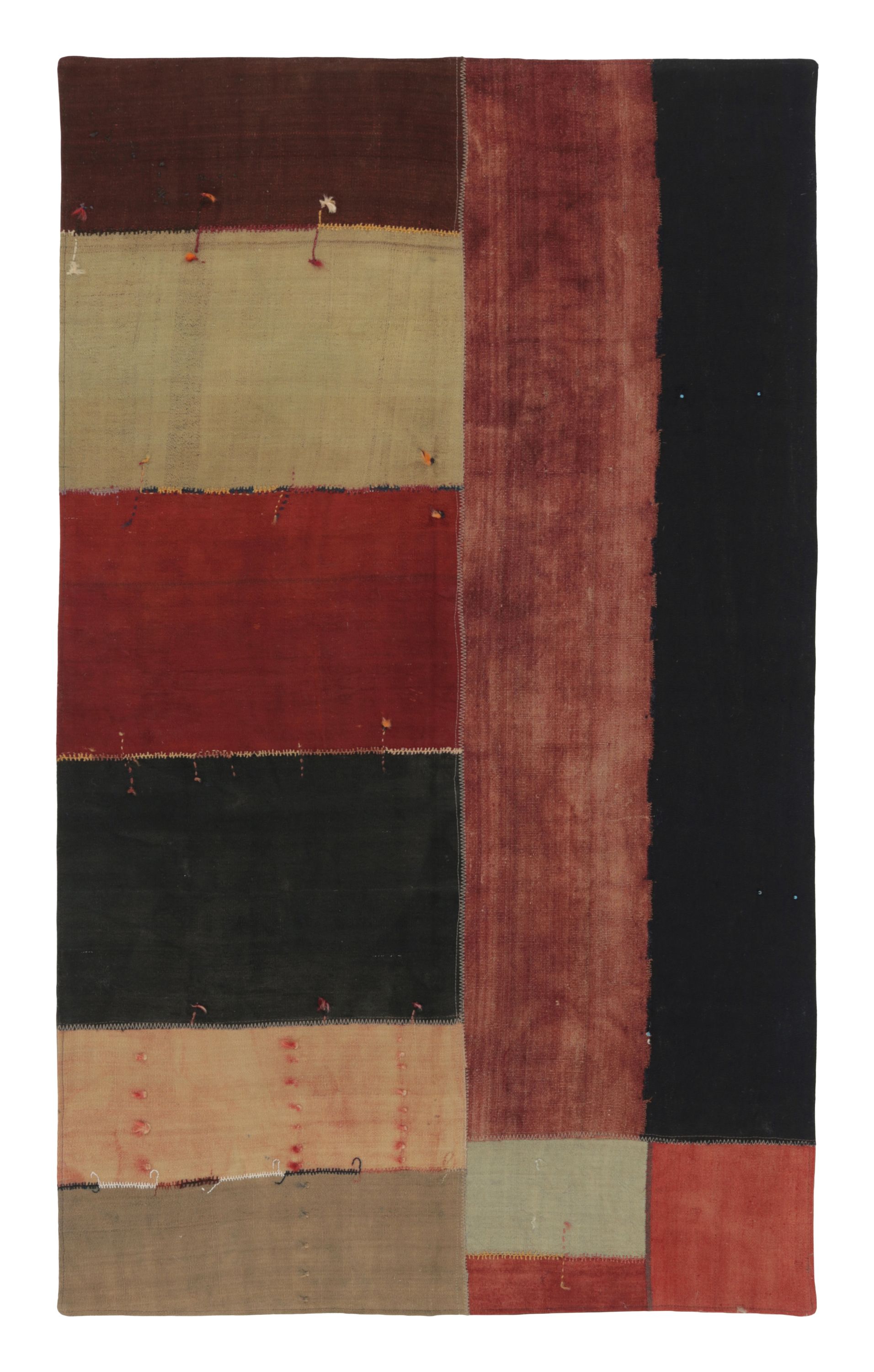 Vintage Turkish Patchwork Rug with Bold Geometry in Multicolour - Rug & Kilim