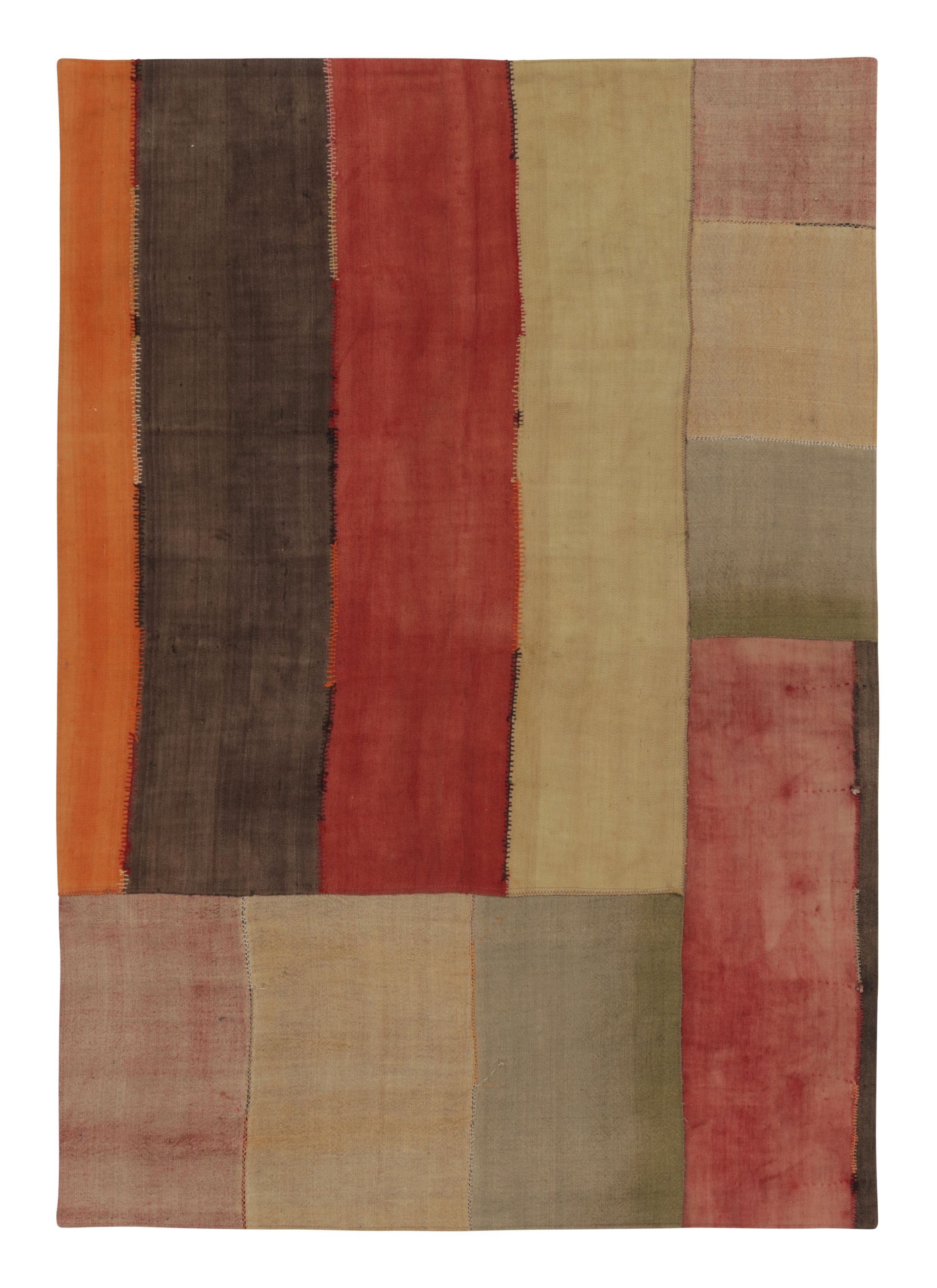 Vintage Turkish Patchwork Rug with Multicolor Geometric Design - Rug & Kilim