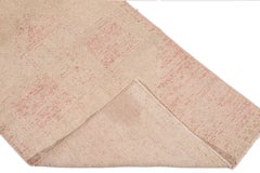 Vintage Turkish Peach and Beige Handmade Geometric Wool Runner
