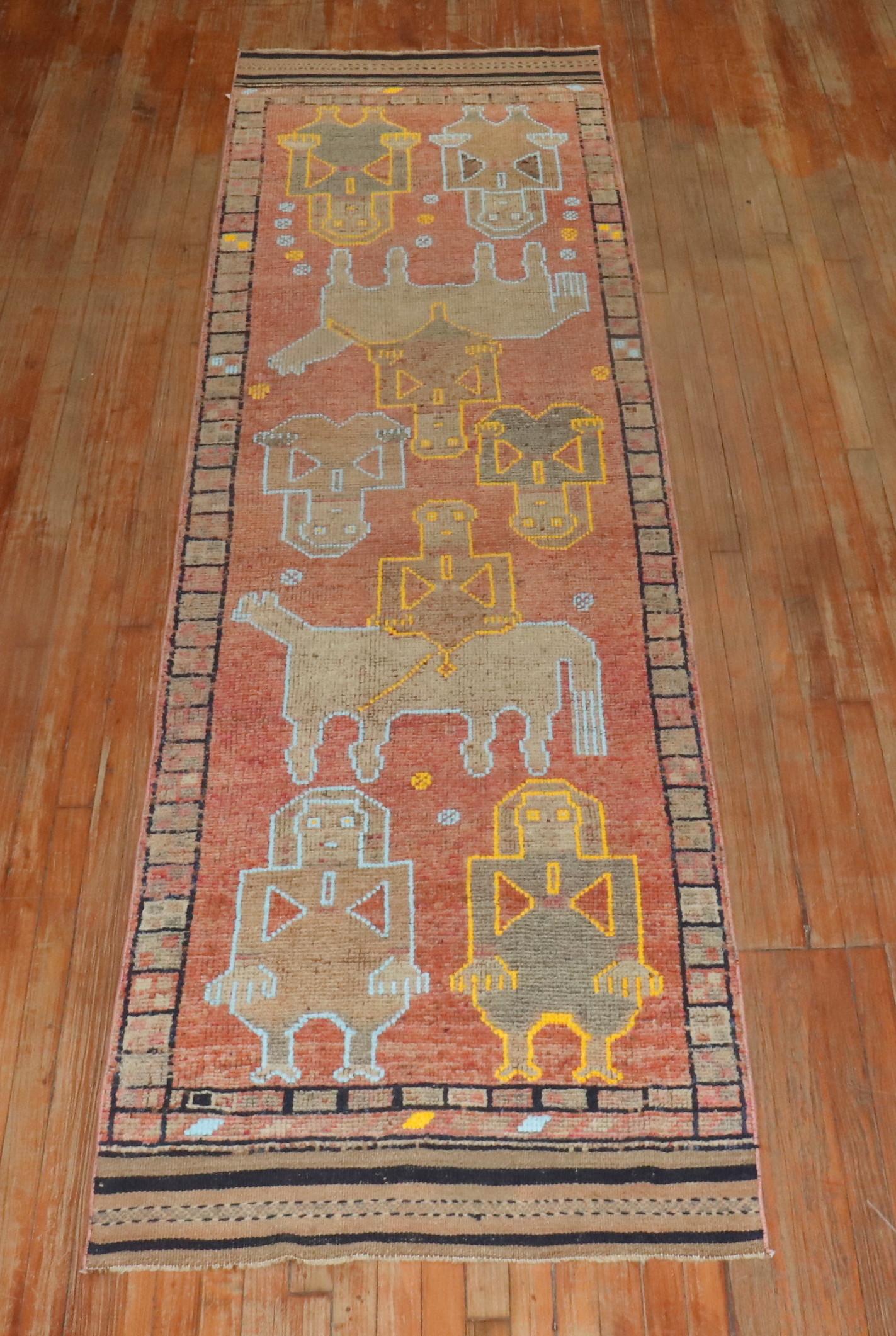 Vintage Turkish Pictorial Anatolian Runner For Sale 3