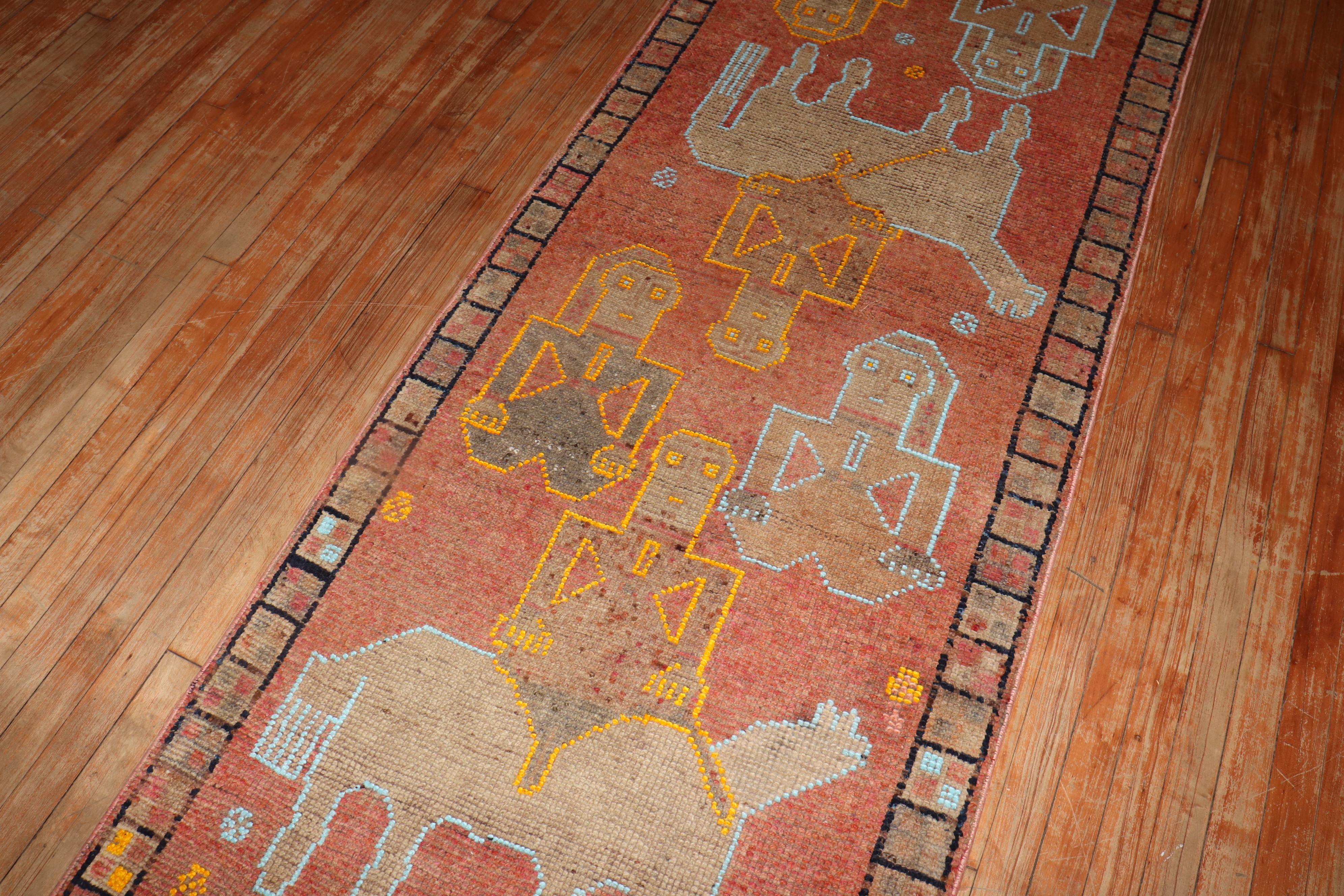 Vintage Turkish Pictorial Anatolian Runner For Sale 1