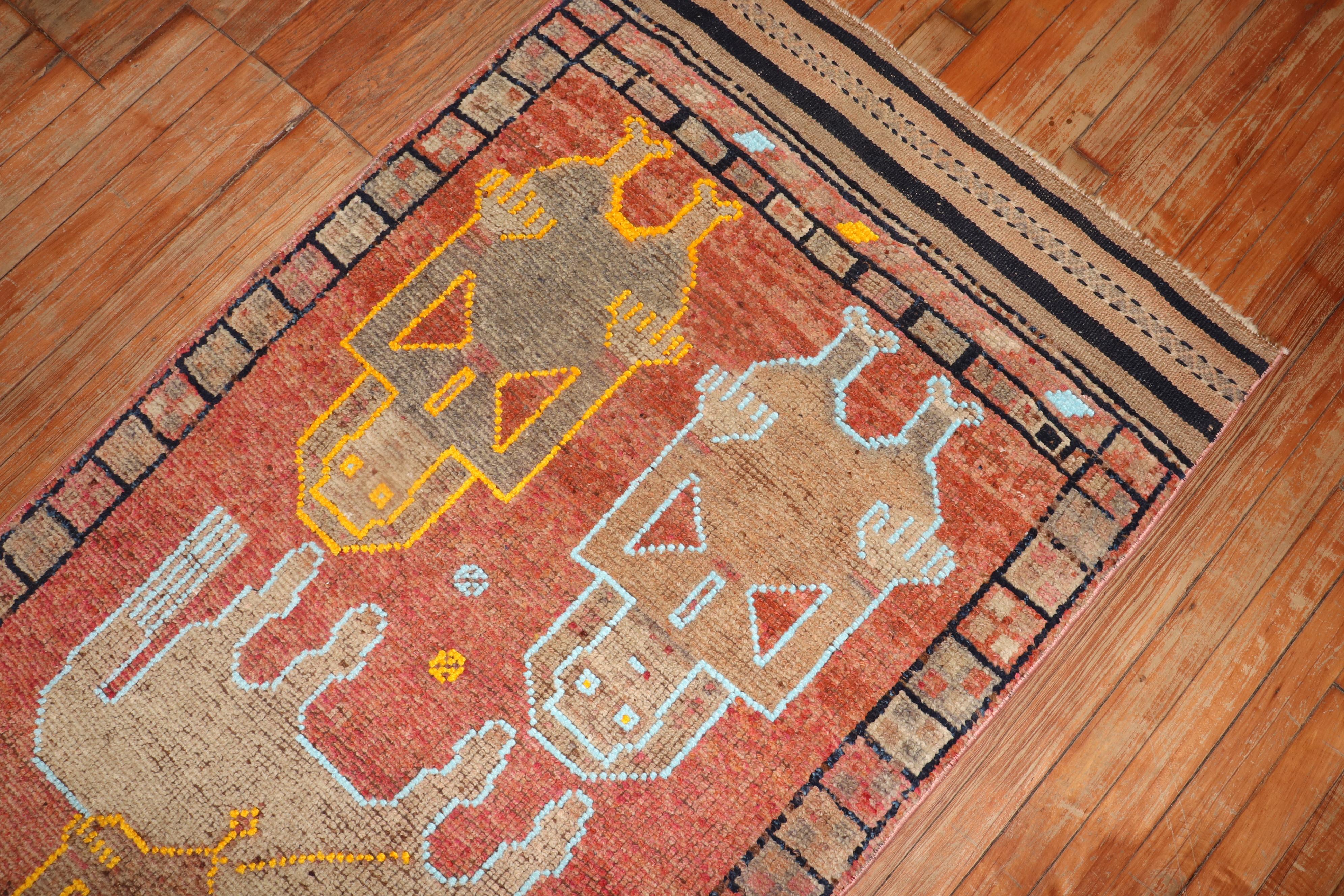 Vintage Turkish Pictorial Anatolian Runner For Sale 2