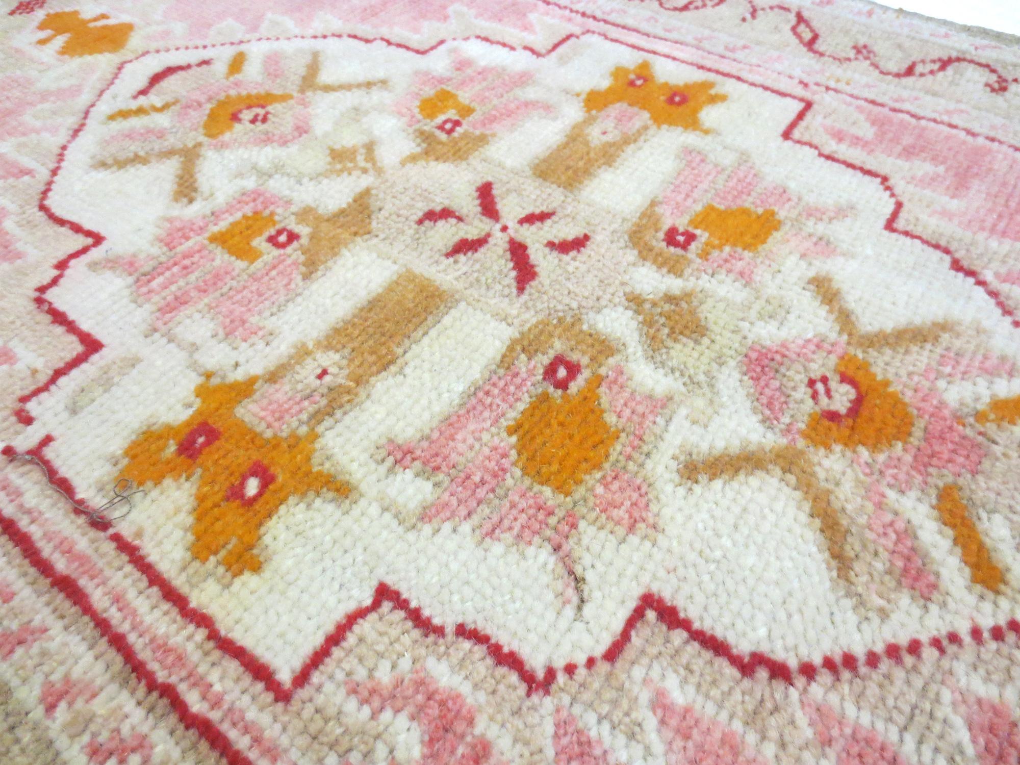 Oushak Vintage Turkish Pink Runner