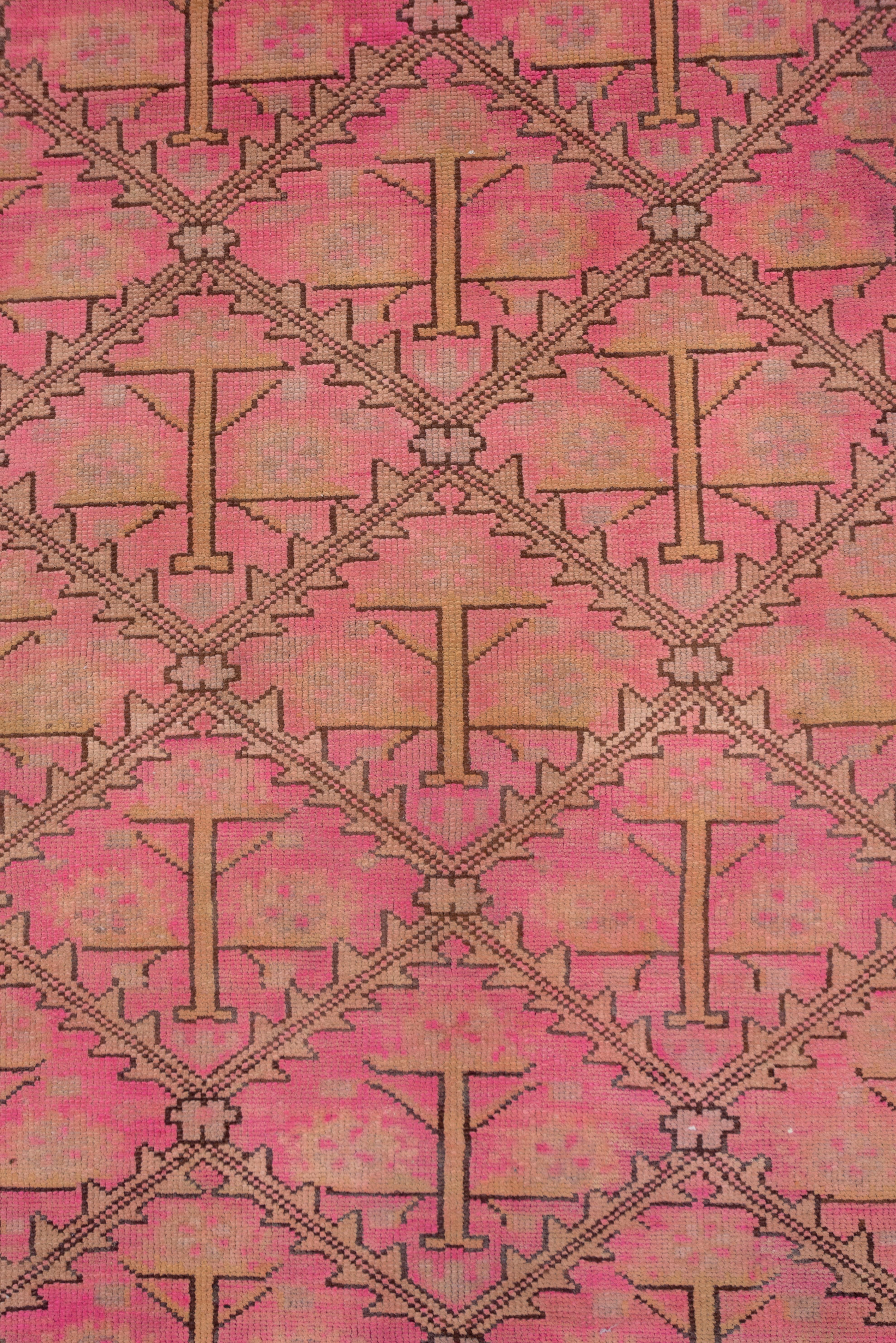 Vintage Turkish Pink Sivas Wide Runner Rug, All-Over Field In Good Condition For Sale In New York, NY