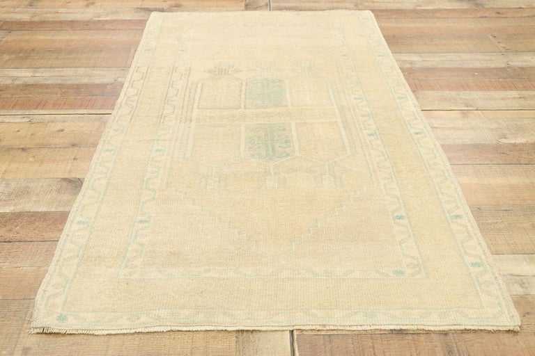 Wool Vintage Turkish Prayer Rug, Anatolian Double Mihrab Carpet For Sale