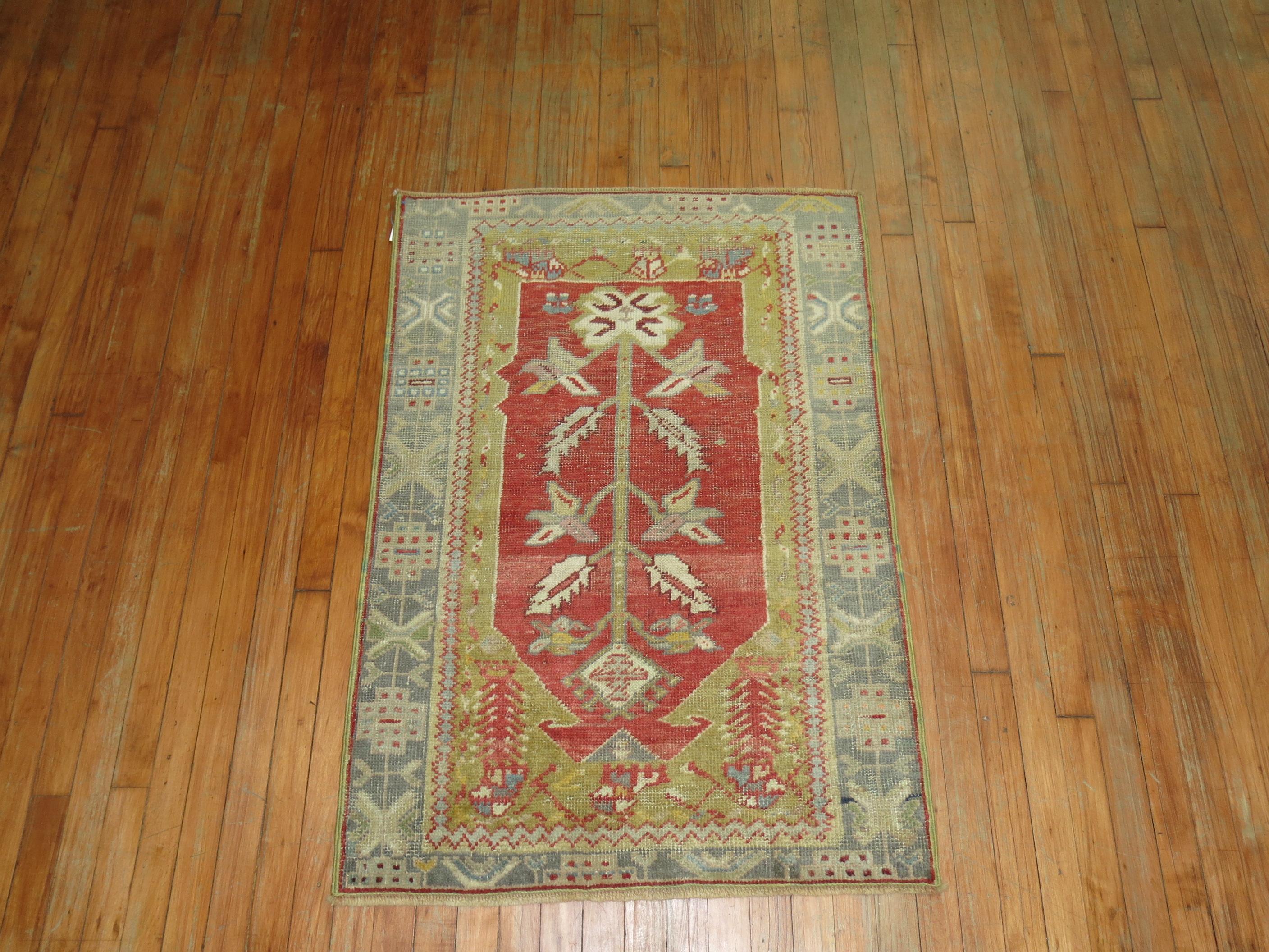 One of a kind decorative vintage Turkish Anatolian prayer rug.
