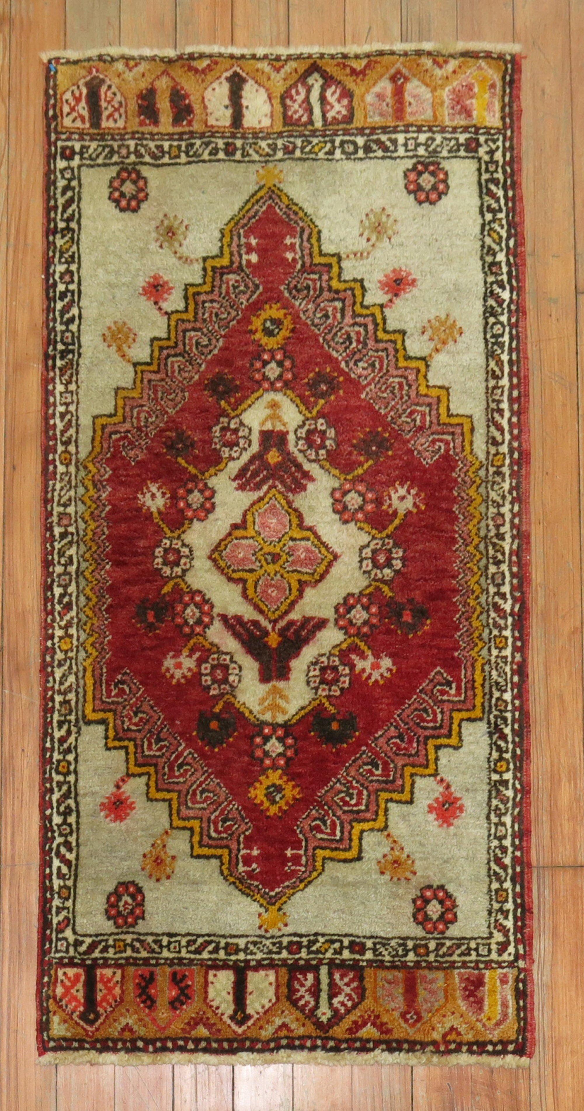 20th century one of a kind Turkish mat size rug.