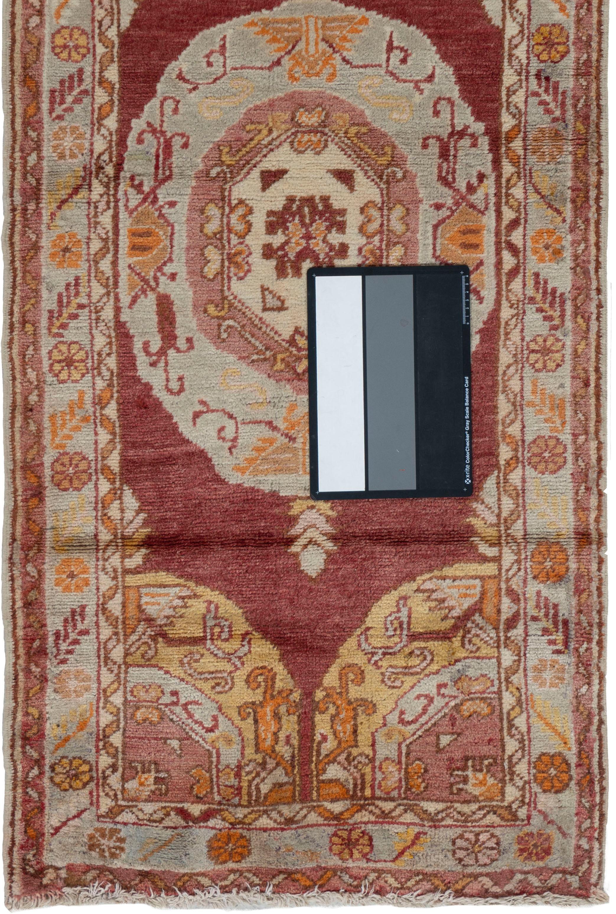 Hand-Woven Vintage Turkish Red Oushak Wool Hand Knotted Area Rug