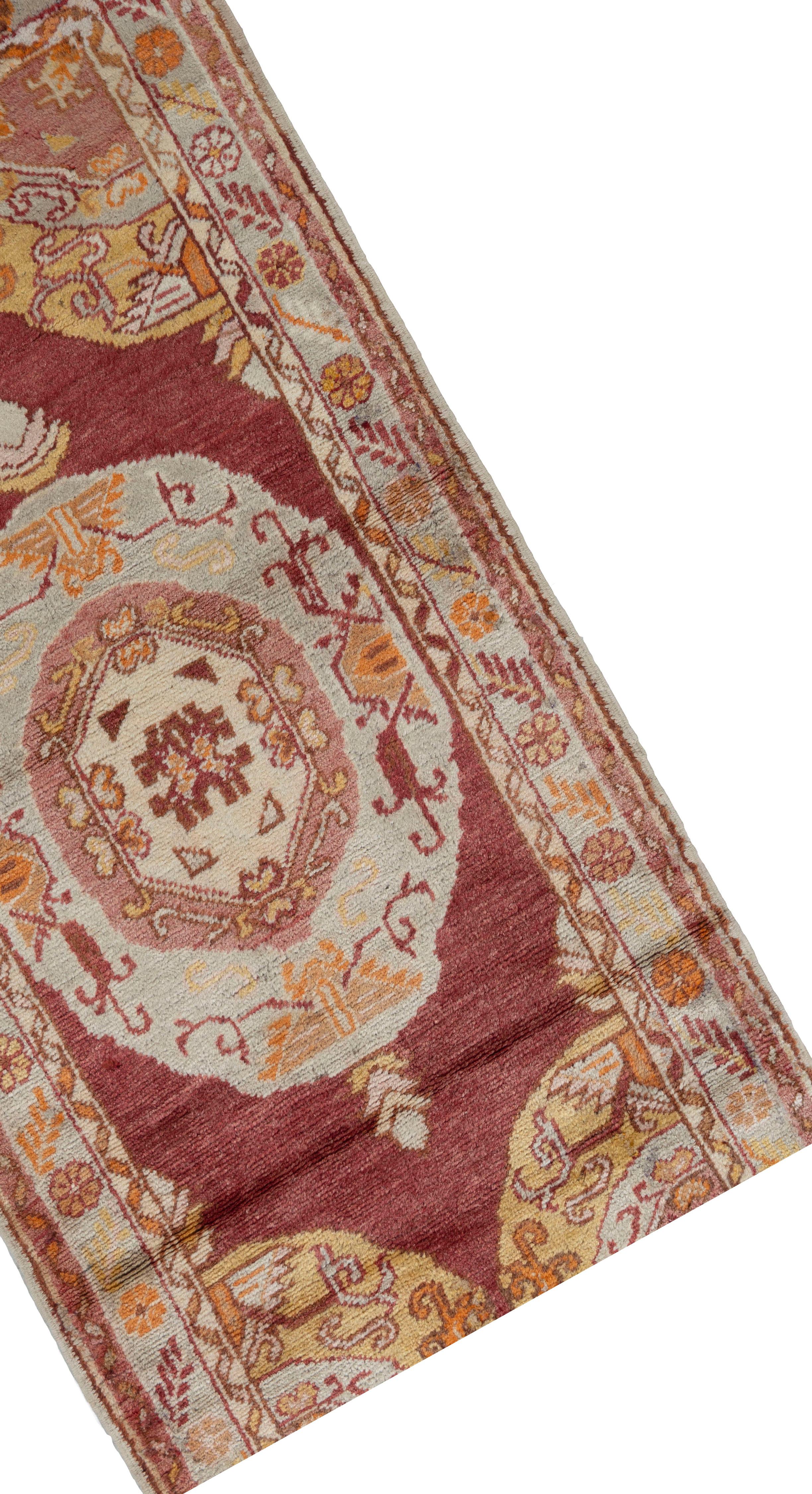20th Century Vintage Turkish Red Oushak Wool Hand Knotted Area Rug