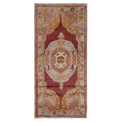 Vintage Turkish Red Oushak Wool Hand Knotted Area Rug