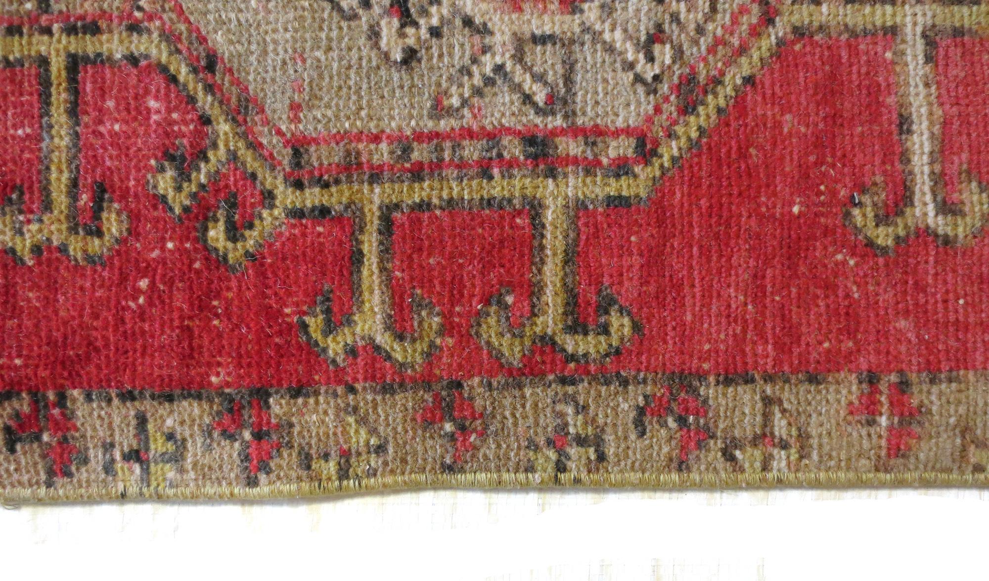 Hand-Woven Vintage Turkish Red Rug