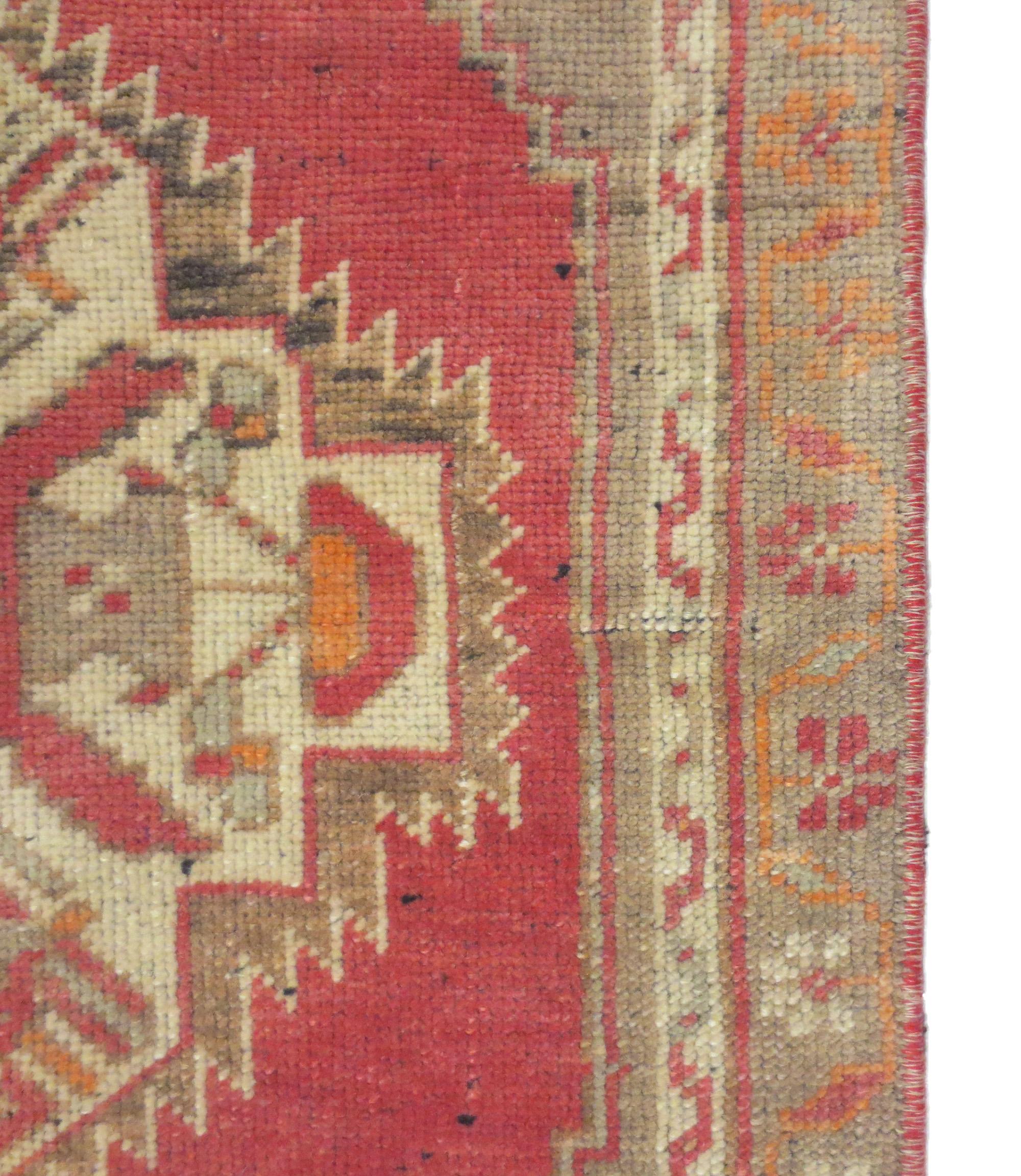 Hand-Woven Vintage Turkish Red Runner For Sale