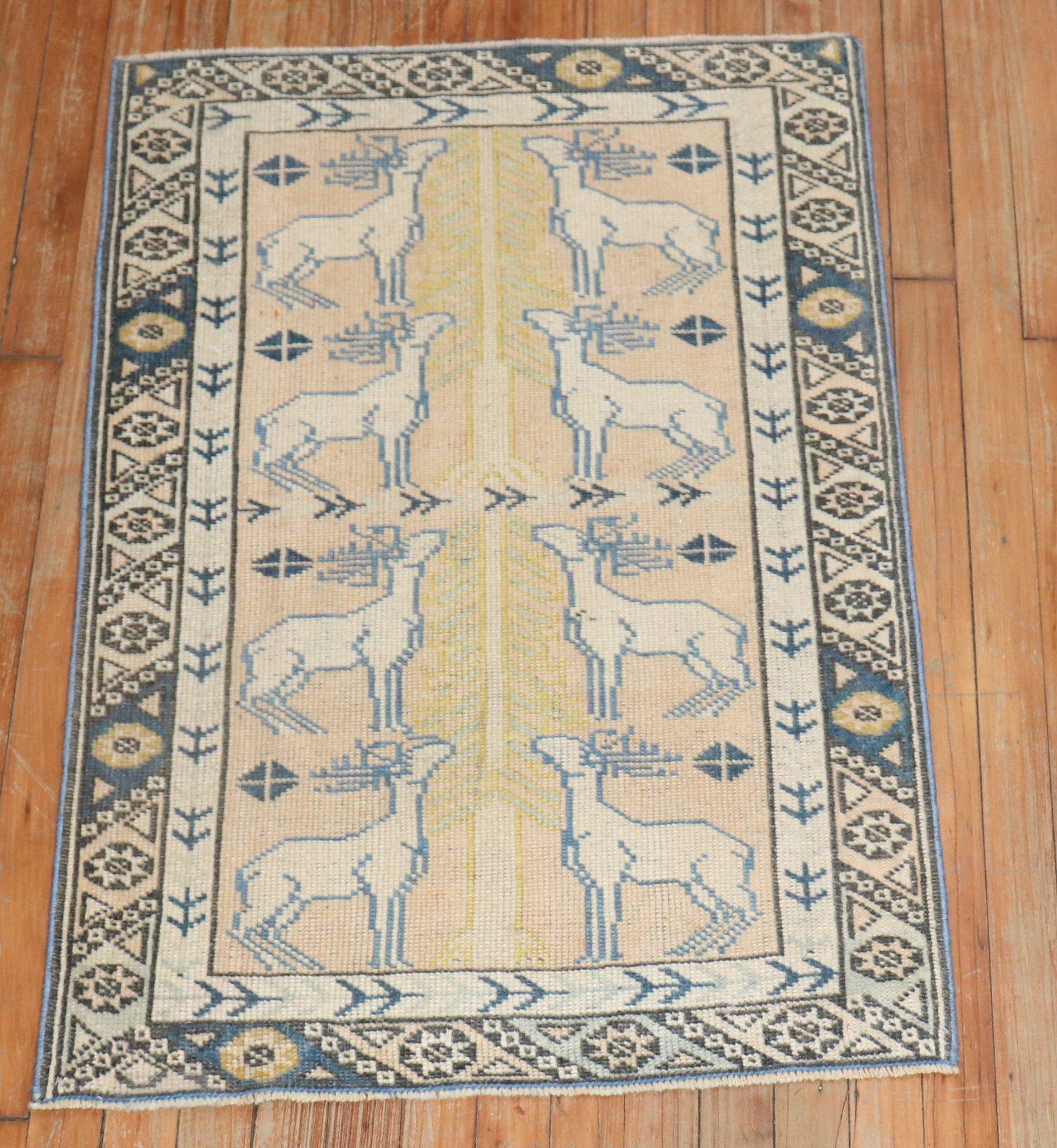 Türkischer Reindeer-Tierteppich, Vintage (Volkskunst) im Angebot
