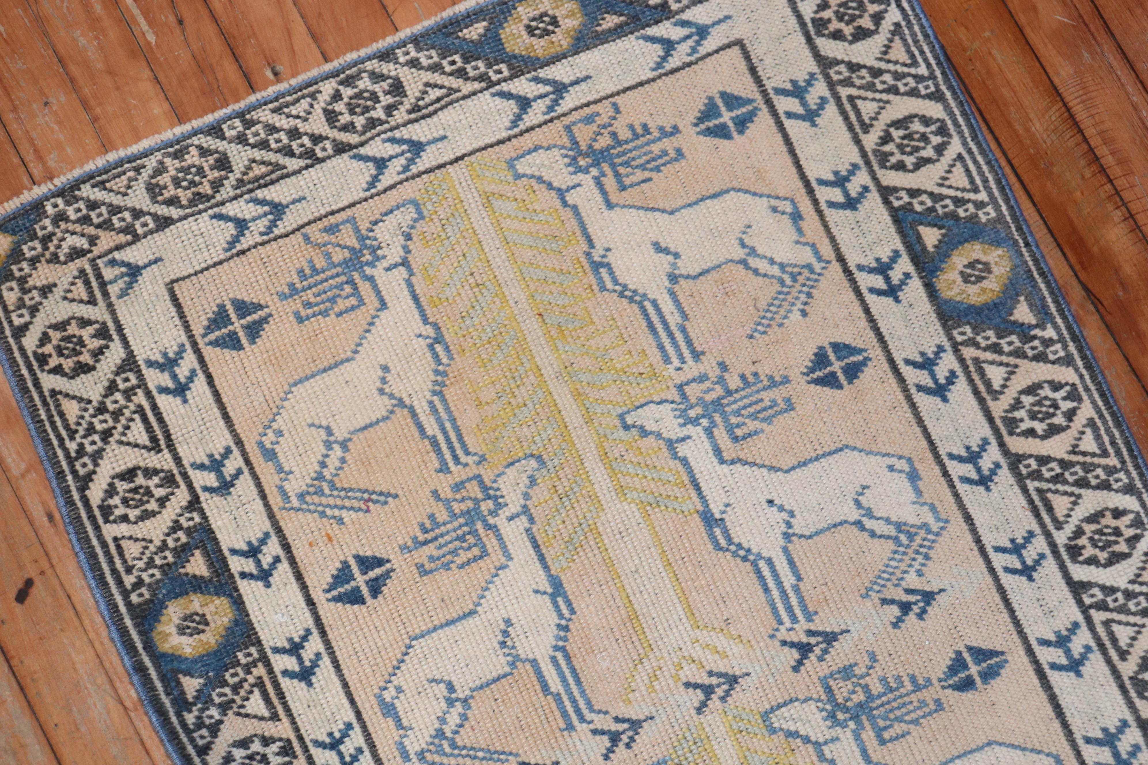 Türkischer Reindeer-Tierteppich, Vintage (Handgeknüpft) im Angebot