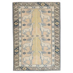 Tapis turc vintage en forme d'animal de renard
