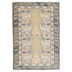 Vintage Turkish Reindeer Animal Rug